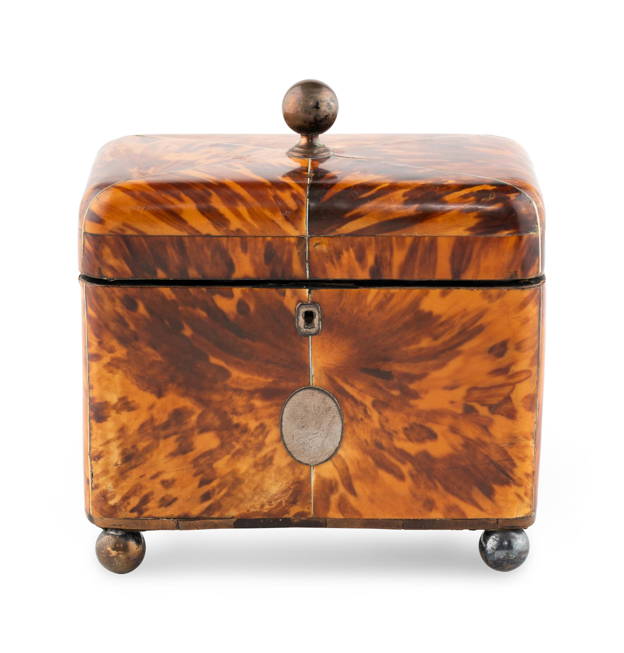A Regency Tortoise Shell Tea Caddy