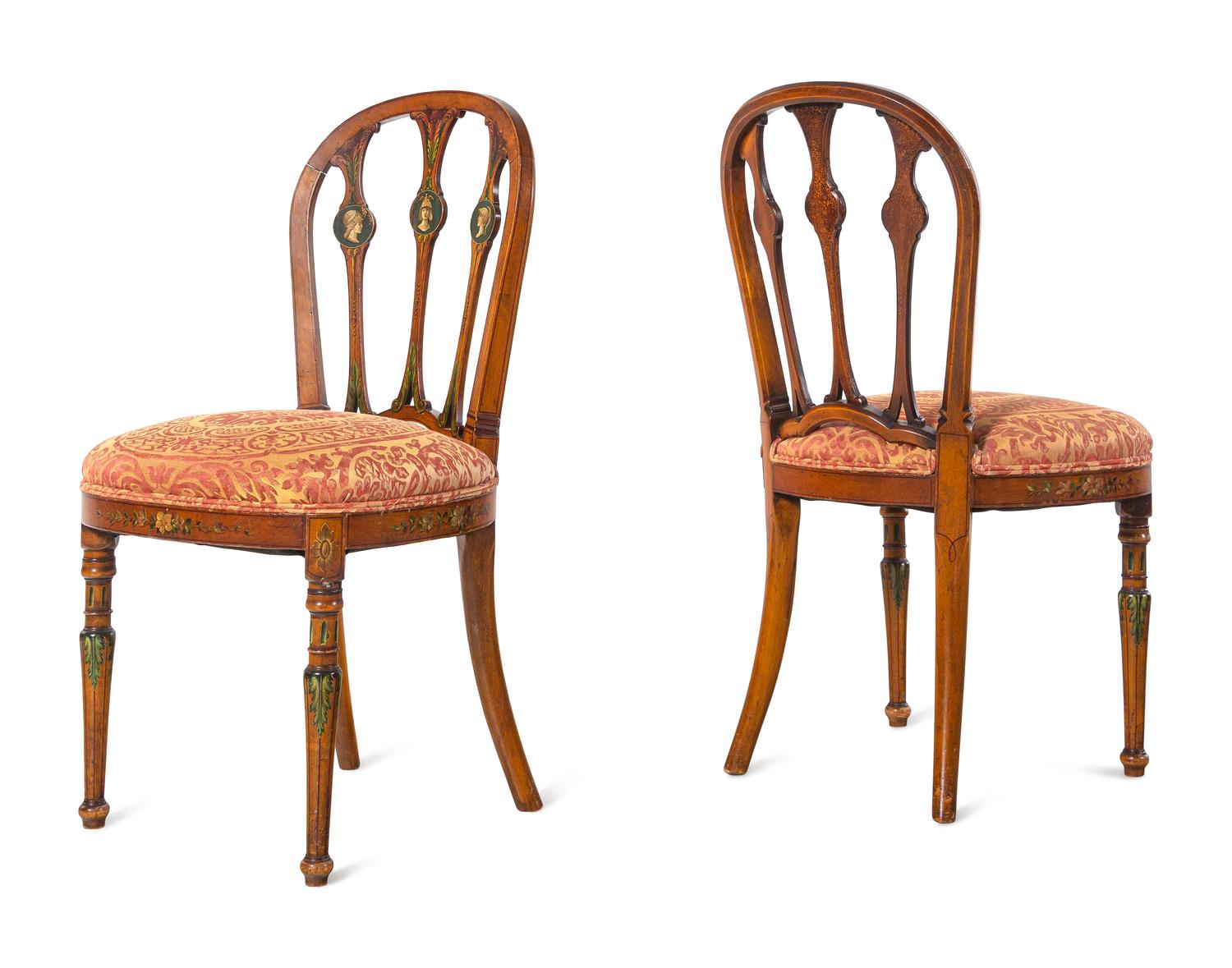A Set of Four Edwardian Painted Side Chairs