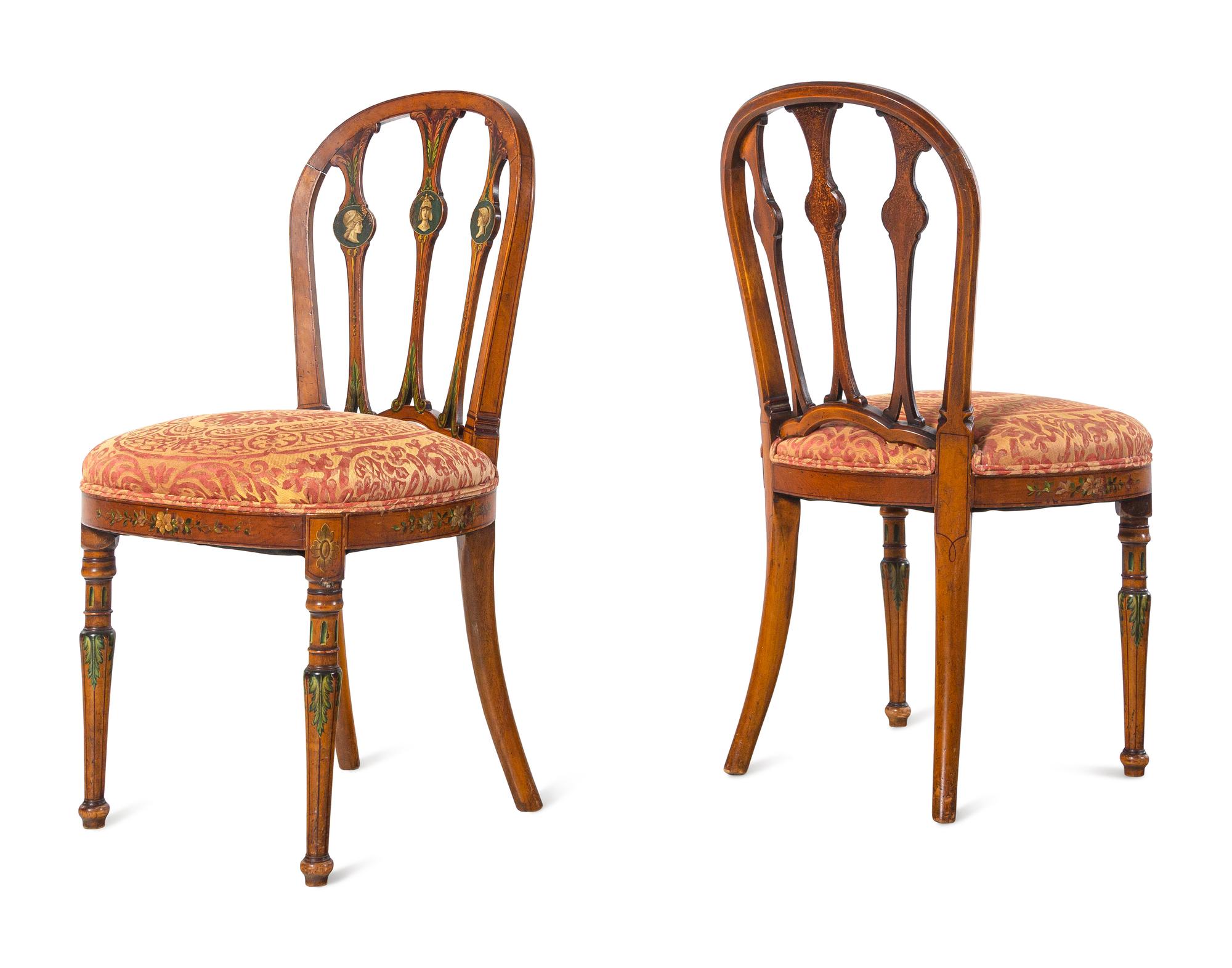 A Set of Four Edwardian Painted Side Chairs