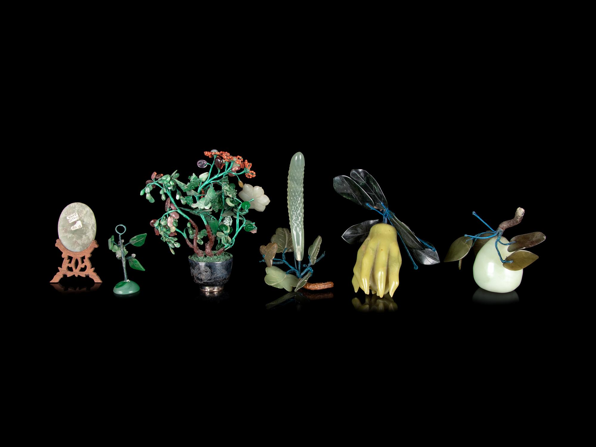 Six Chinese Jade, Jadeite and Hardstone Articles