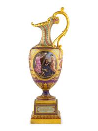 A Vienna Porcelain Ewer on Stand