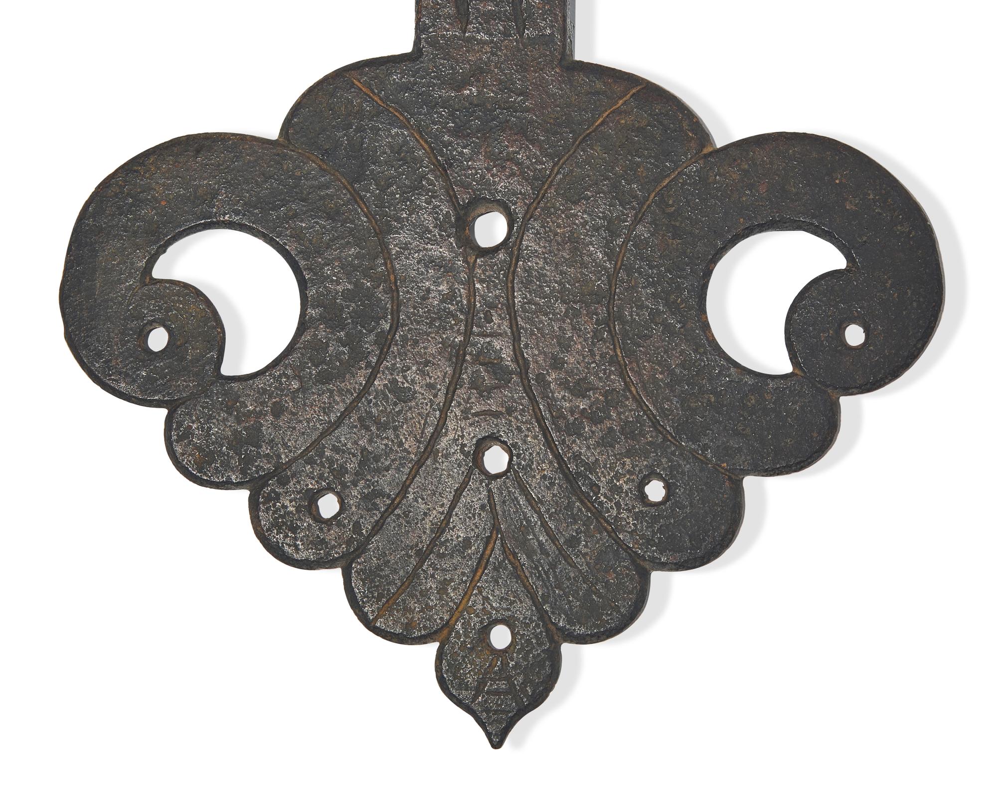 A Group of Five Wrought Iron Door Hinges, Pennsylvania and France, 18th Century