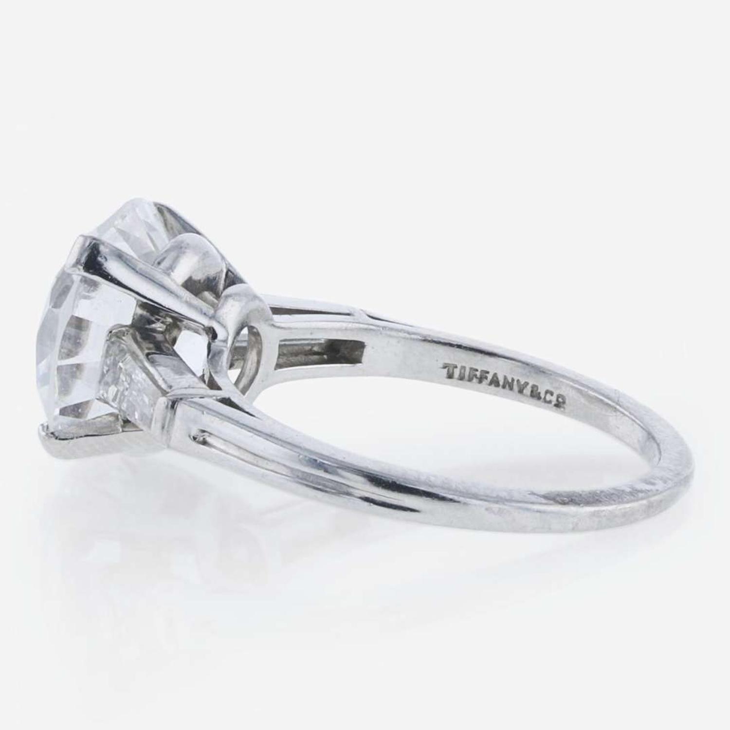 A Tiffany & Co. Platinum and Diamond Ring 4.75 Carat Round Brilliant Diamond, Tiffany & Co. Certified