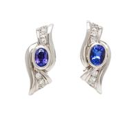 A Pair of 18 Karat White Gold, Tanzanite and Diamond Earrings, Hauer, 10.40 dwts.