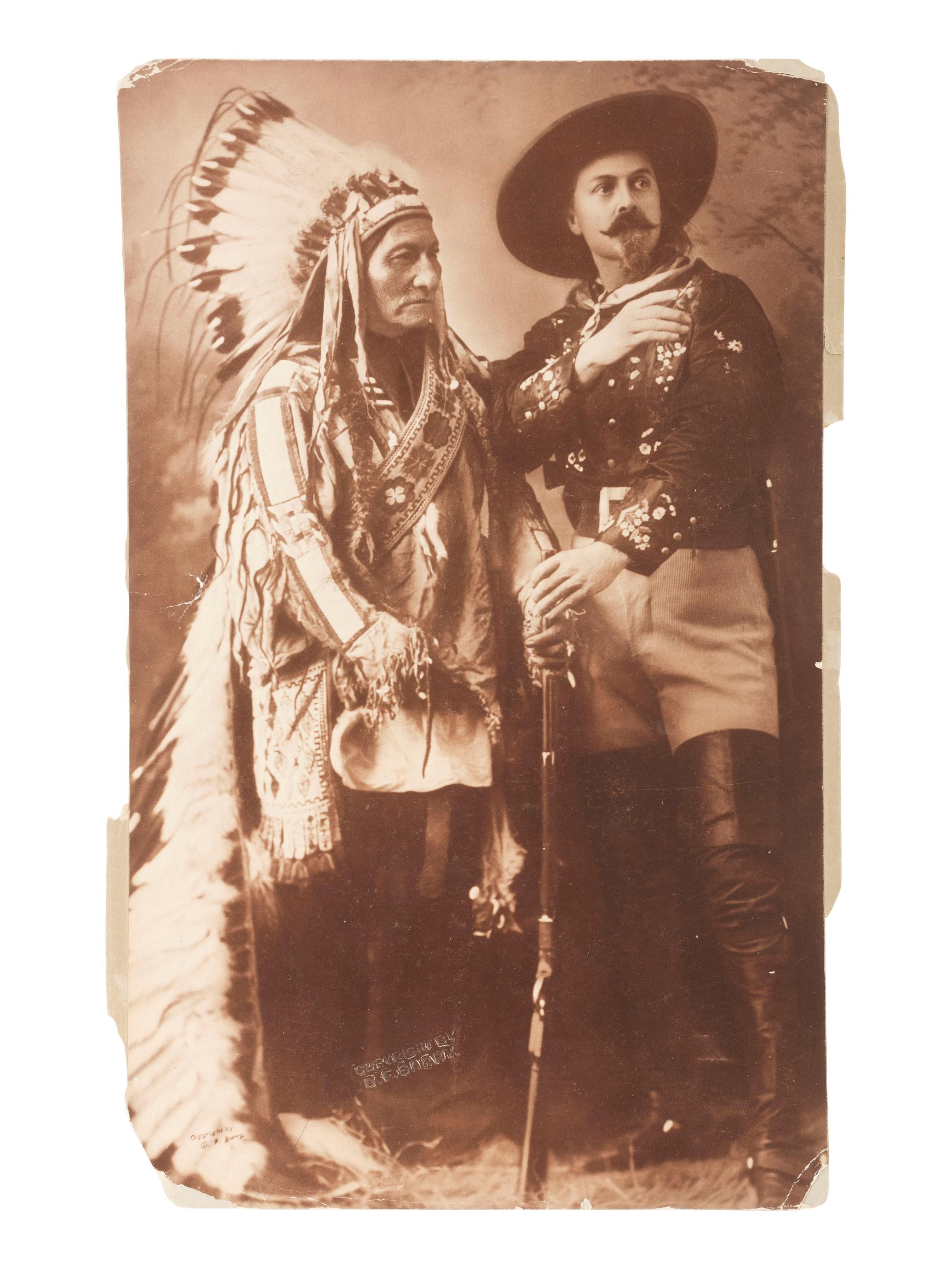 William F. "Buffalo Bill" Cody Standing portrait of Buffalo Bill and Sitting Bull. Copyrighted by D.F. Barry, n.d.