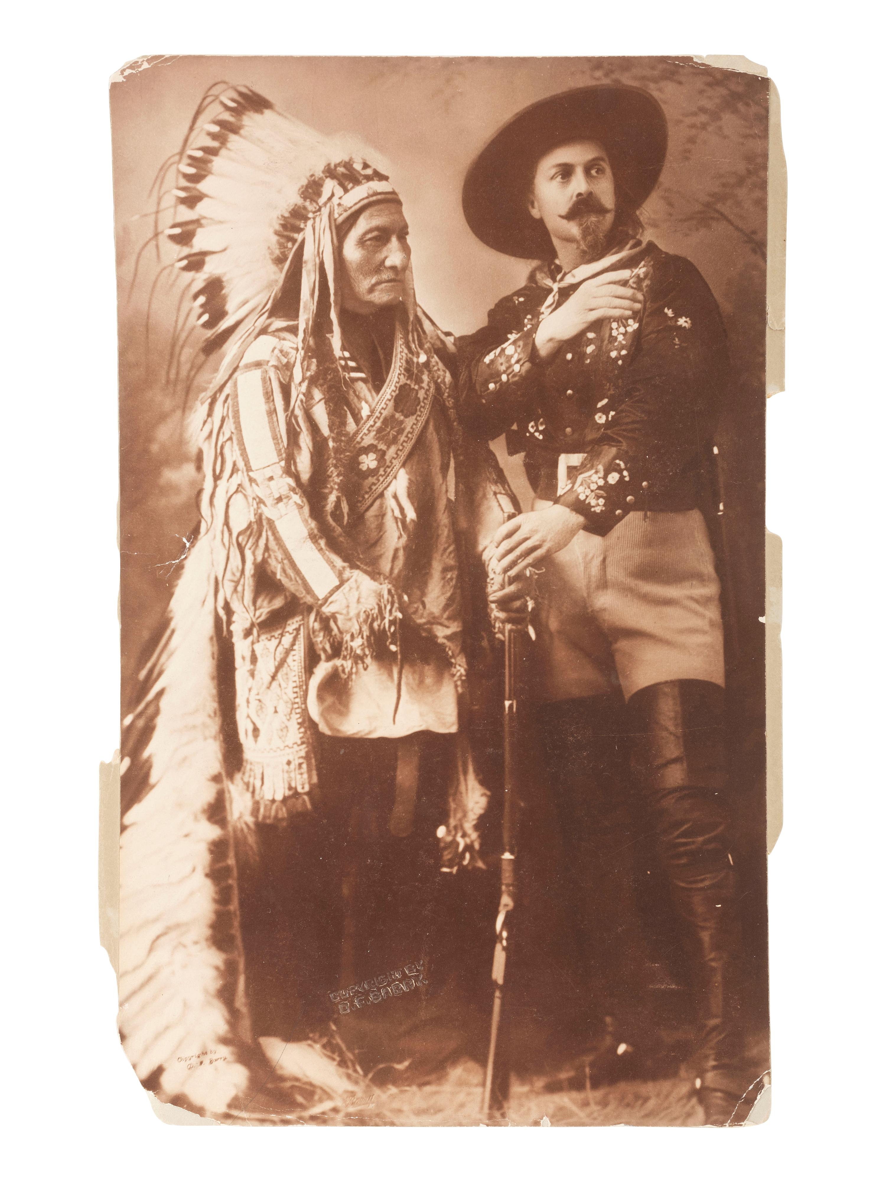 William F. "Buffalo Bill" Cody Standing portrait of Buffalo Bill and Sitting Bull. Copyrighted by D.F. Barry, n.d.