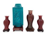 Four Chinese Monochrome Glazed Porcelain Vases