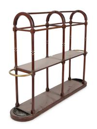 An English Brass and Mahogany Newspaper and Umbrella Stand — LATE 19TH CENTURY