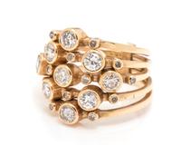 A Yellow Gold and Diamond Five Row Ring,