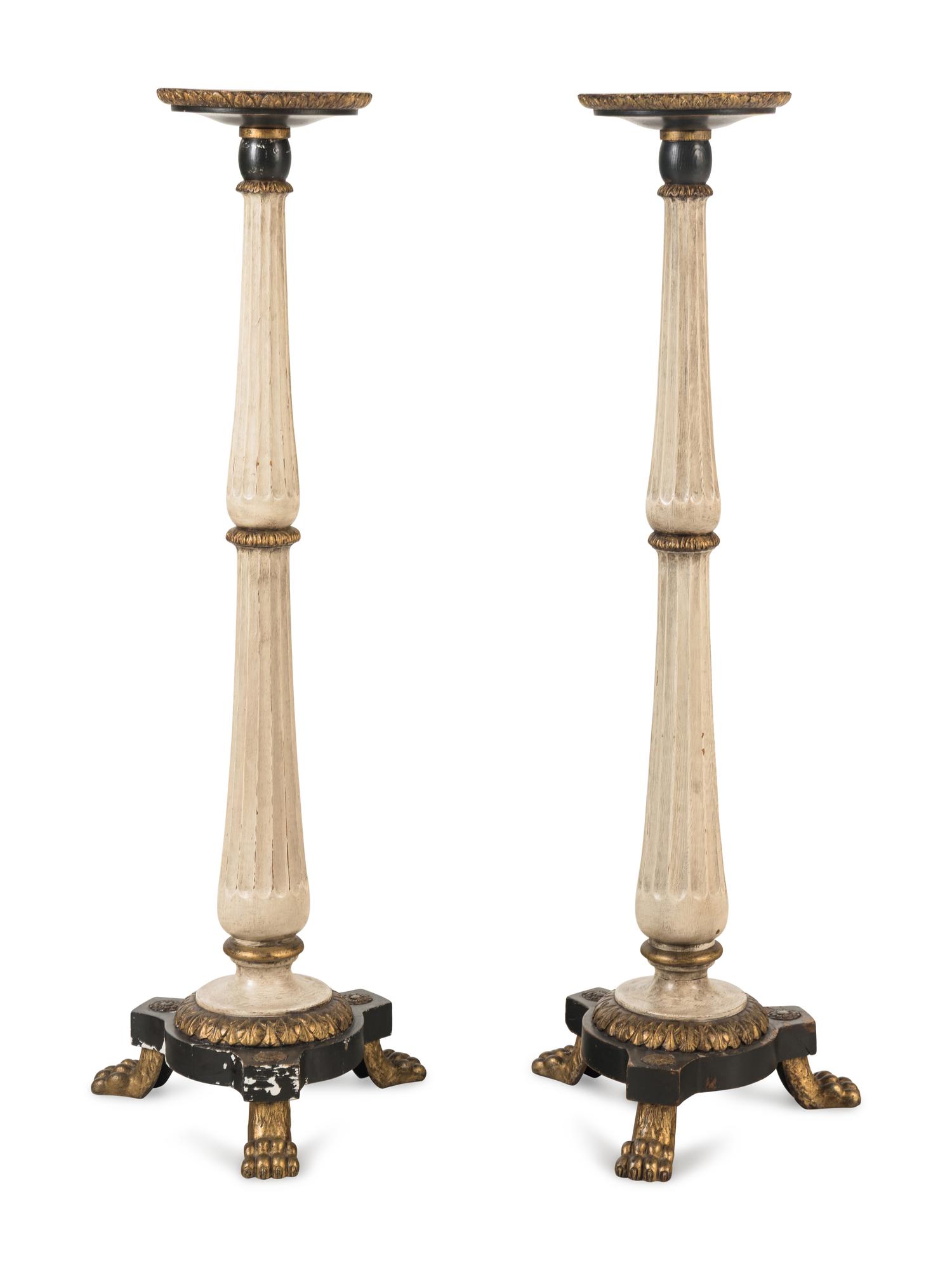 A Pair of Neoclassical Style Painted Jardinière Stands