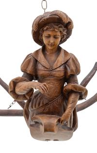 A Swiss Black Forest Antler Mounted Lusterweibchen of a Maiden