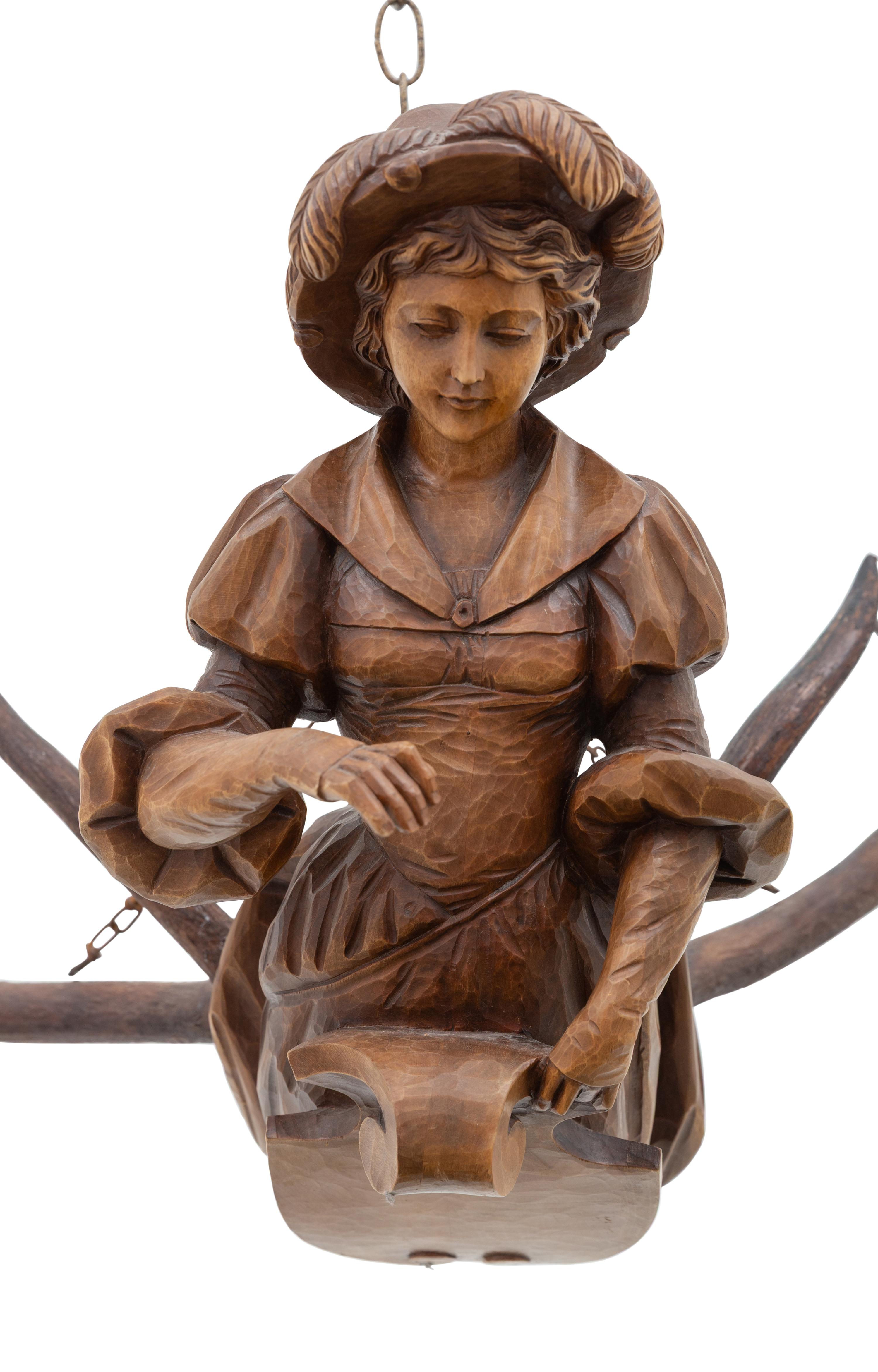A Swiss Black Forest Antler Mounted Lusterweibchen of a Maiden