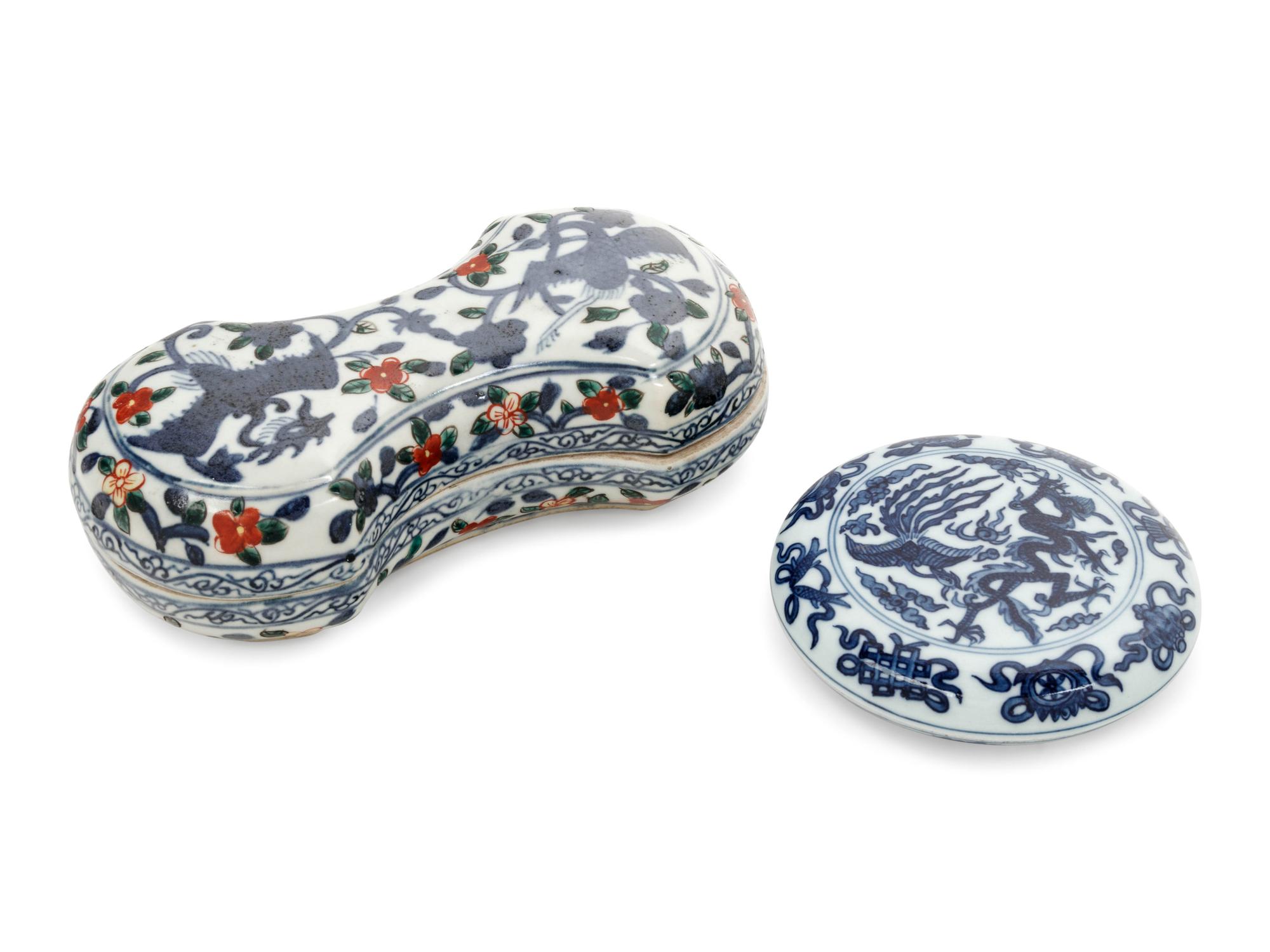 Two Chinese Blue and White Porcelain Covered Boxes