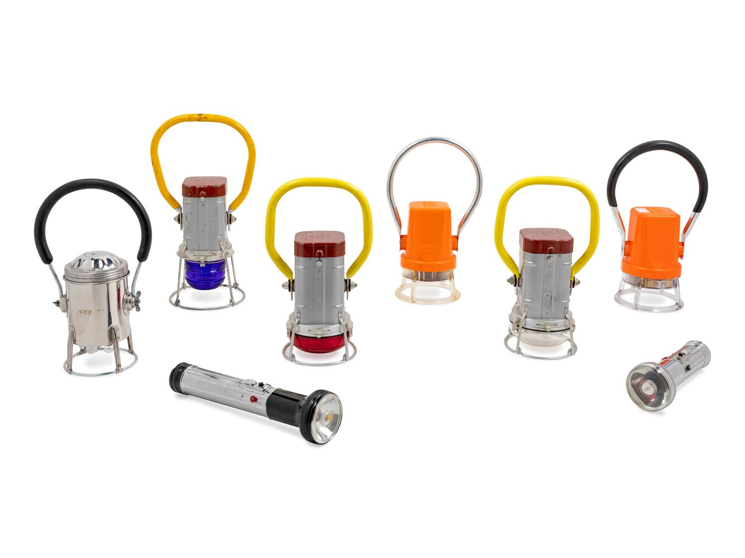 A Group of Eight Railroad Inspector Lamps