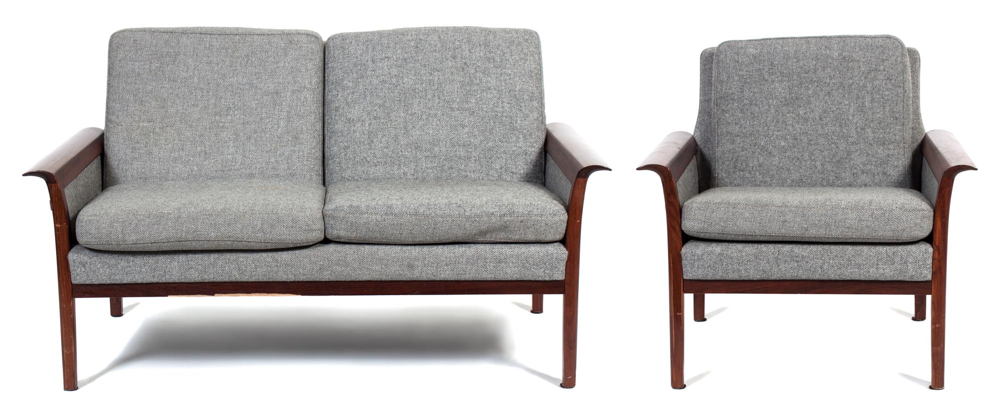 Hans Olsen (Danish, 1919-1992), VATNE MOBLER, 1960s, a love seat and lounge chair