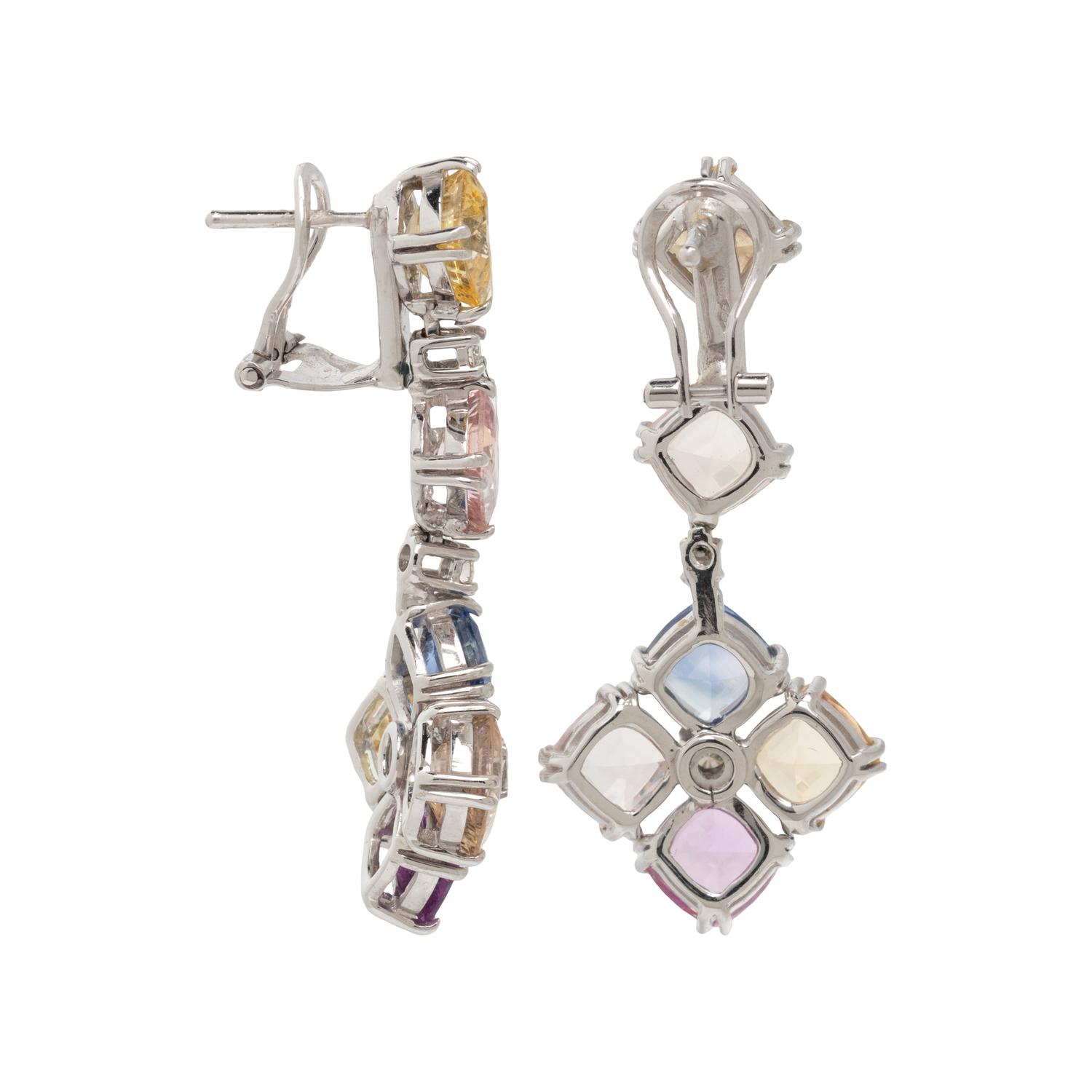 MULTICOLOR SAPPHIRE AND DIAMOND EARRINGS