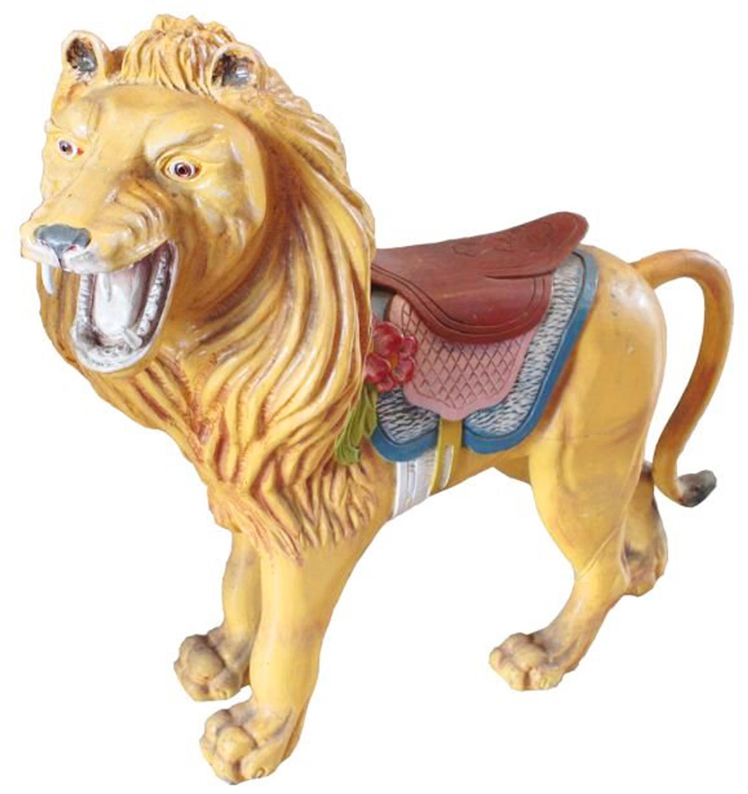 A Pair of Carousel Lions 52" W x 19" D x 44" H — France, Circa 1900
