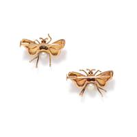 RETRO ROSE GOLD, PEARL AND DIAMOND INSECT BROOCHES