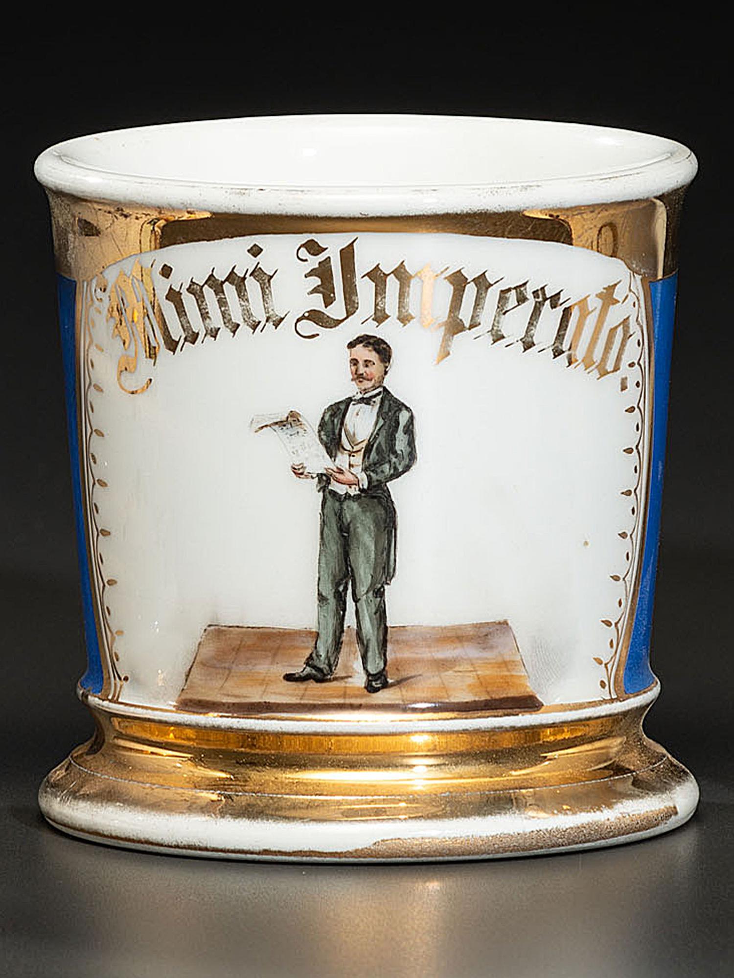 A Porcelain Occupational Shaving Mug Identified to Mimi Imperator