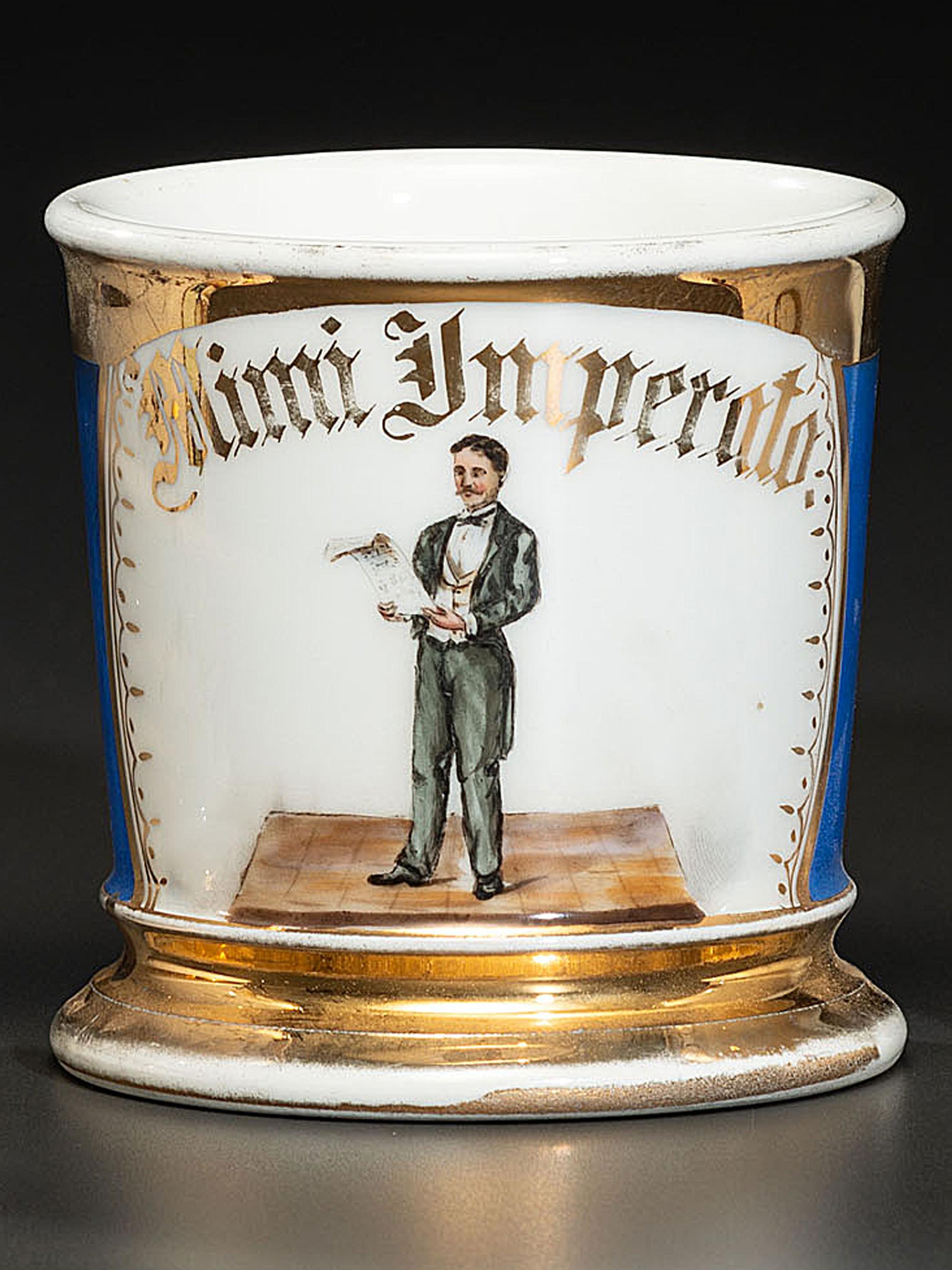 A Porcelain Occupational Shaving Mug Identified to Mimi Imperator