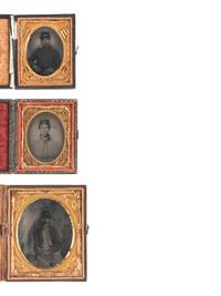 [CIVIL WAR]. 5 tintypes of soldiers, most outfitted in sack coats or overcoats.