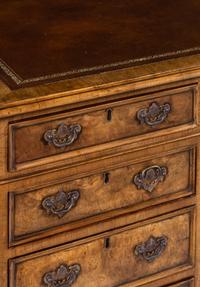 A George III Style Burl Walnut Pedestal Desk