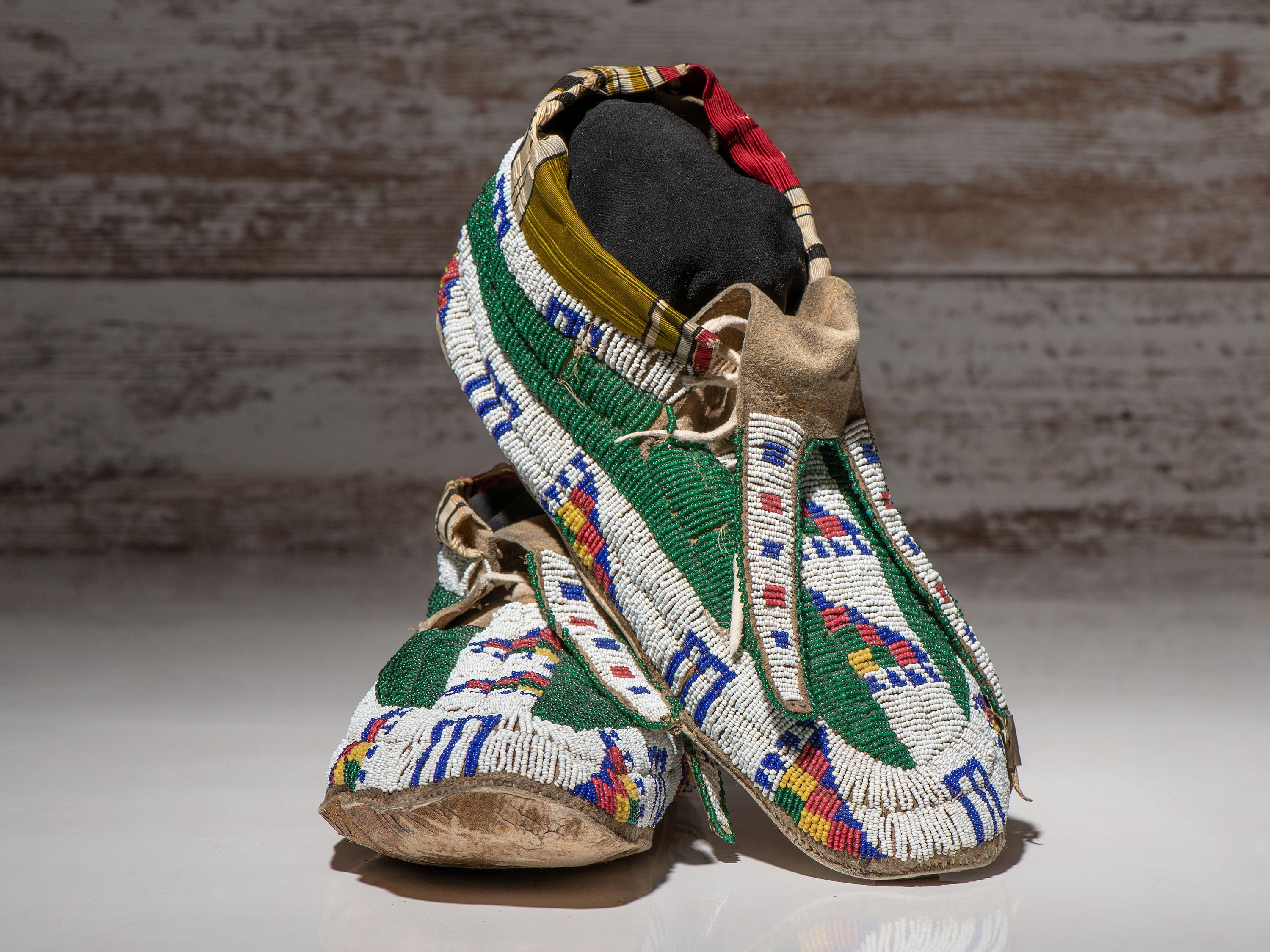 Sioux Beaded Hide Moccasins