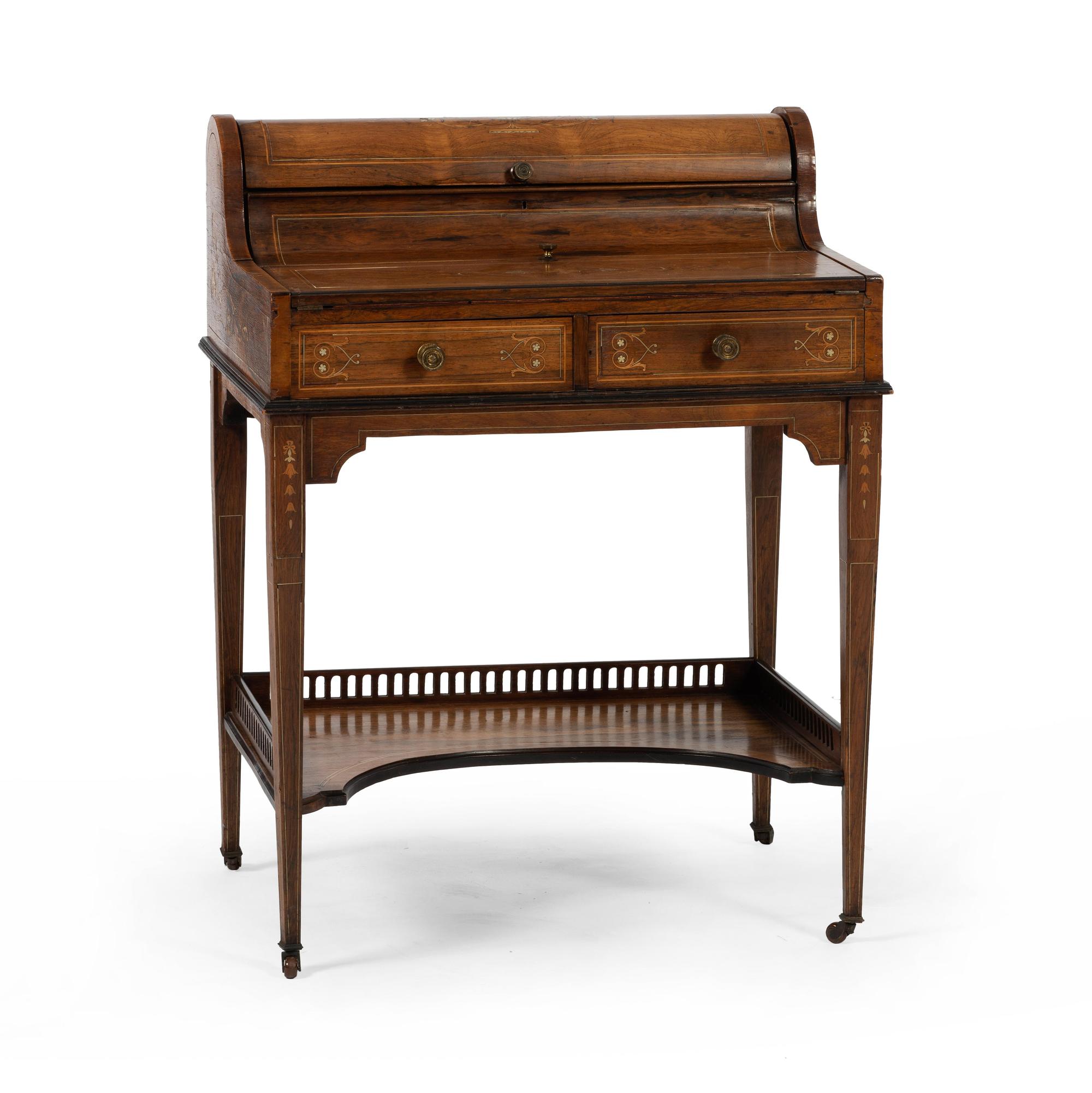 A Victorian Rosewood and Marquetry Lady's Writing Desk