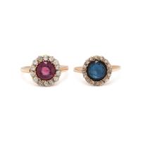 PAIR OF GEMSTONE AND DIAMOND RINGS