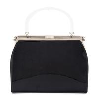 A Black Patent Three Way Reversible Handbag, 12.5" x 9" x 3.5".