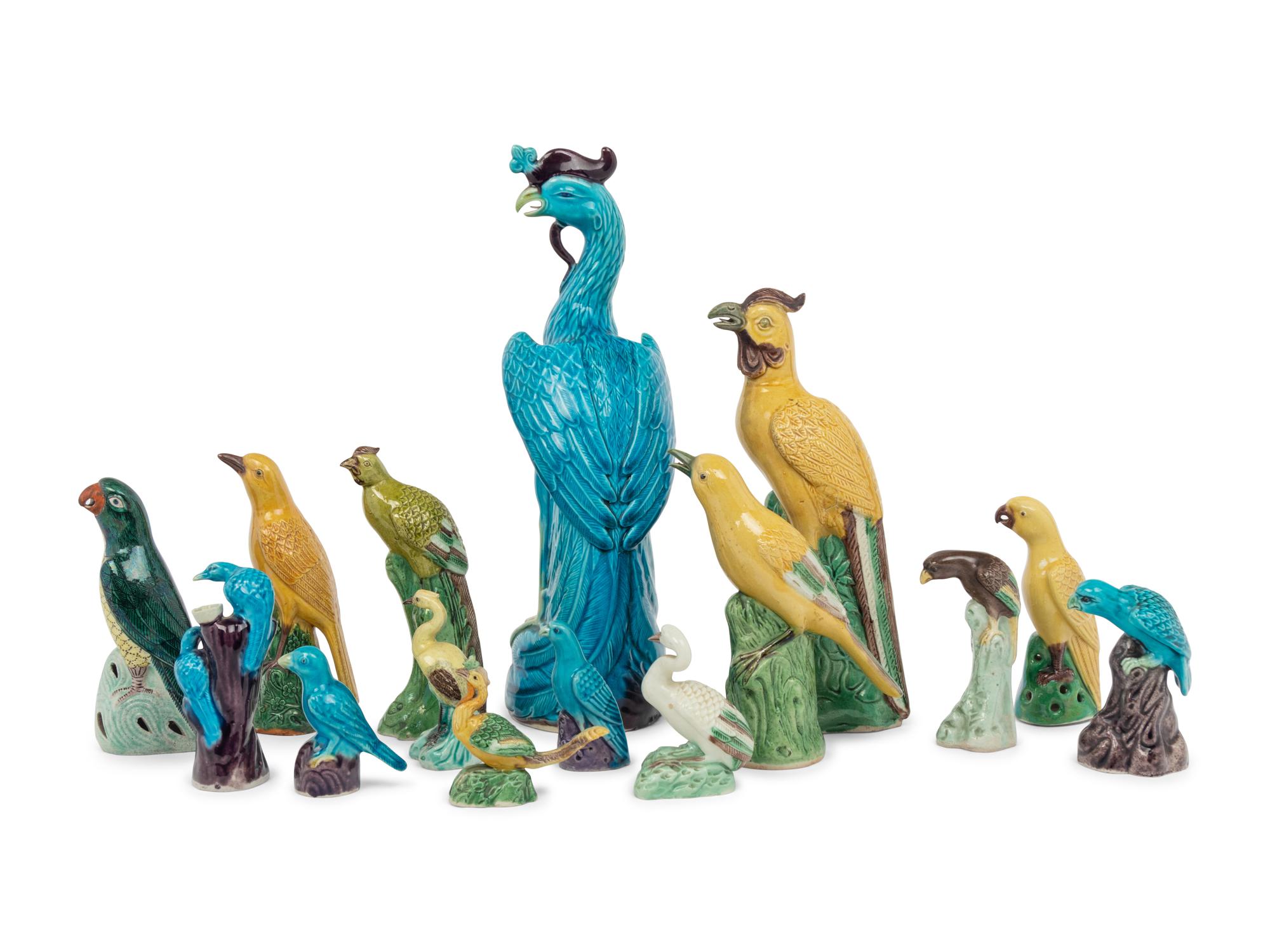 15 Chinese Porcelain Figures of Birds