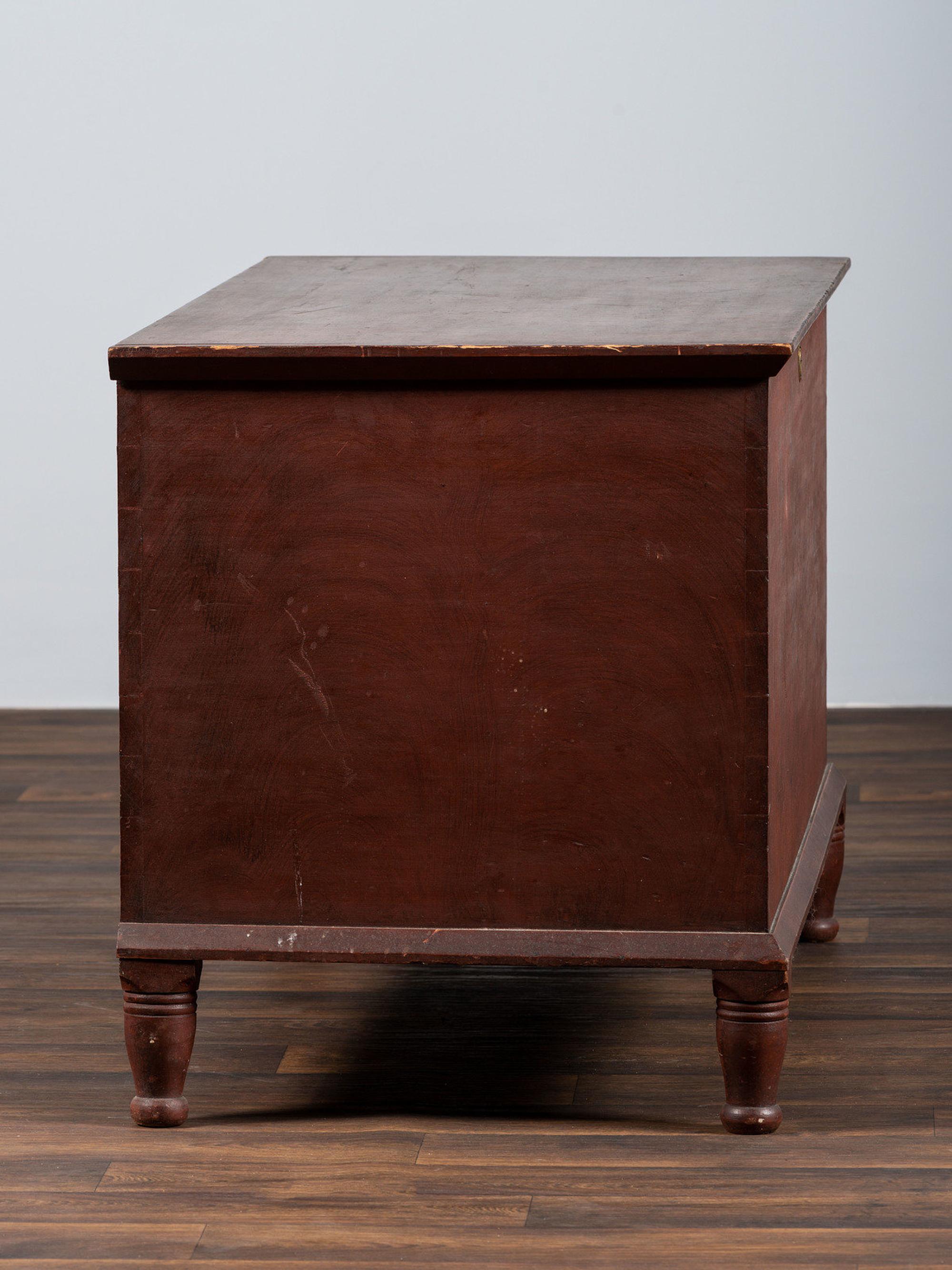 A Country Red and Grain Painted Poplar Blanket Chest