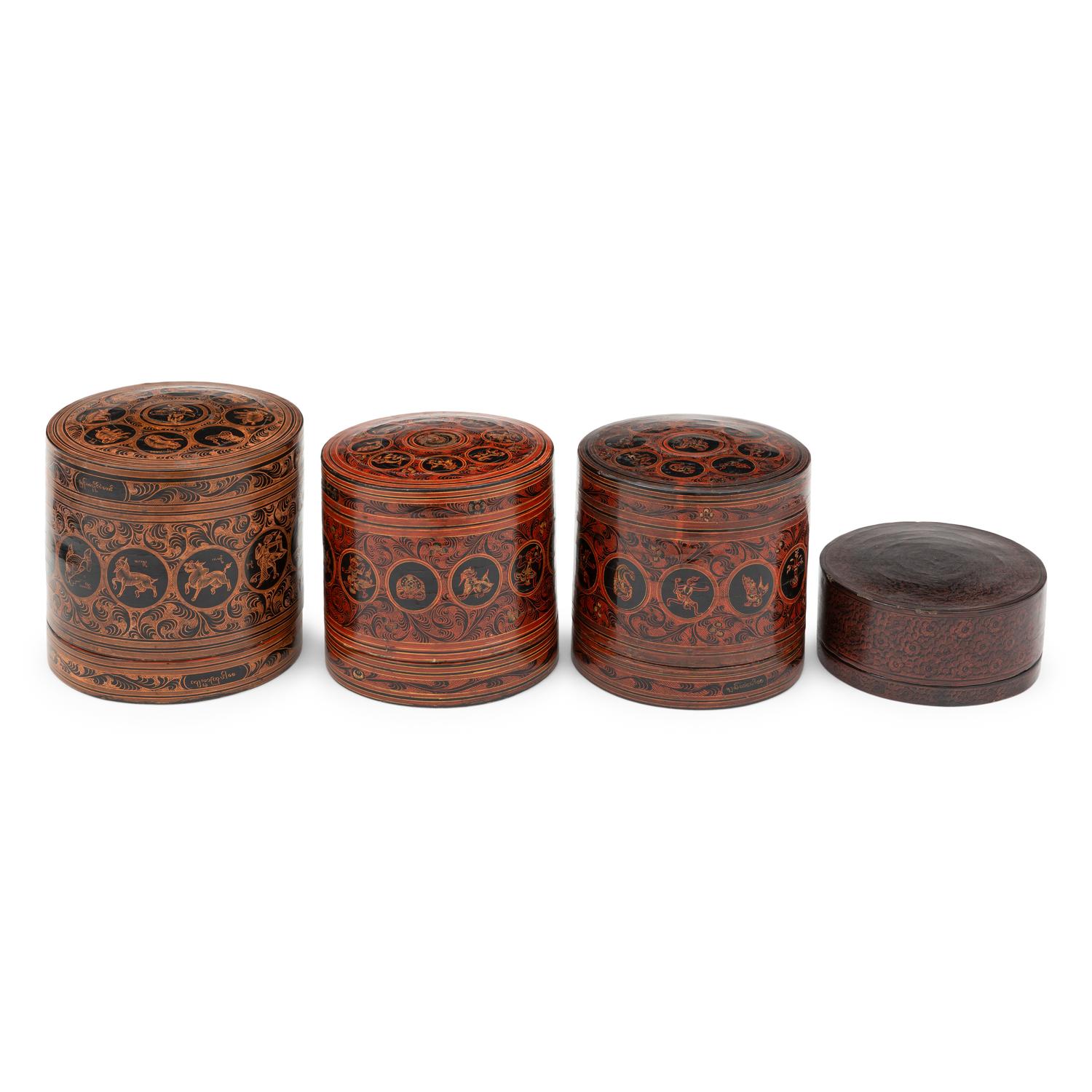 Four Burmese Lacquer Boxes