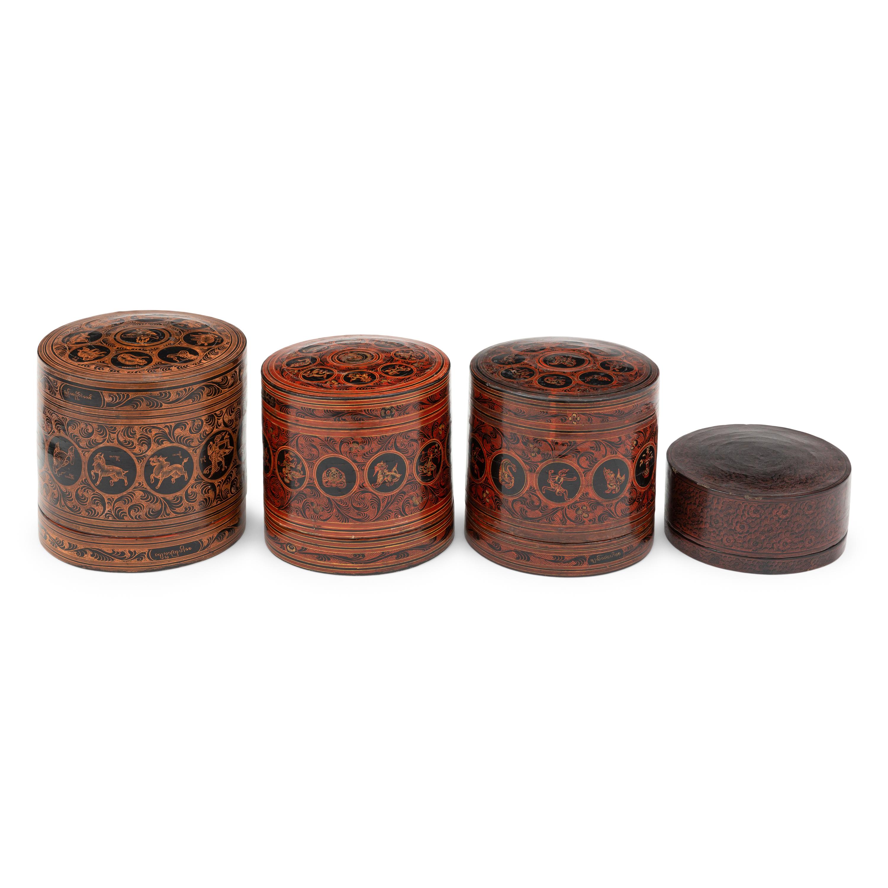 Four Burmese Lacquer Boxes