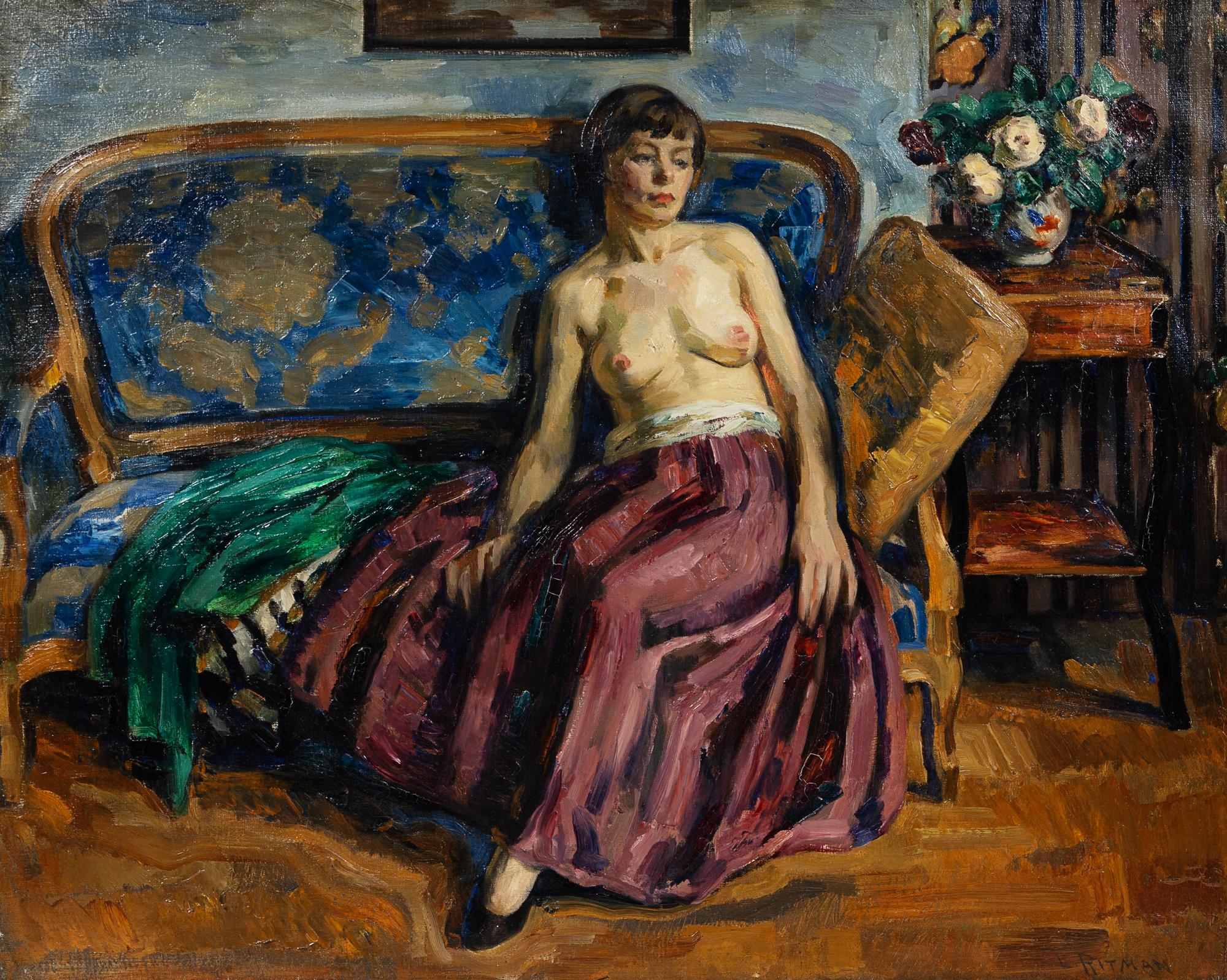 Louis Ritman, (American, 1889-1963), Blue Couch