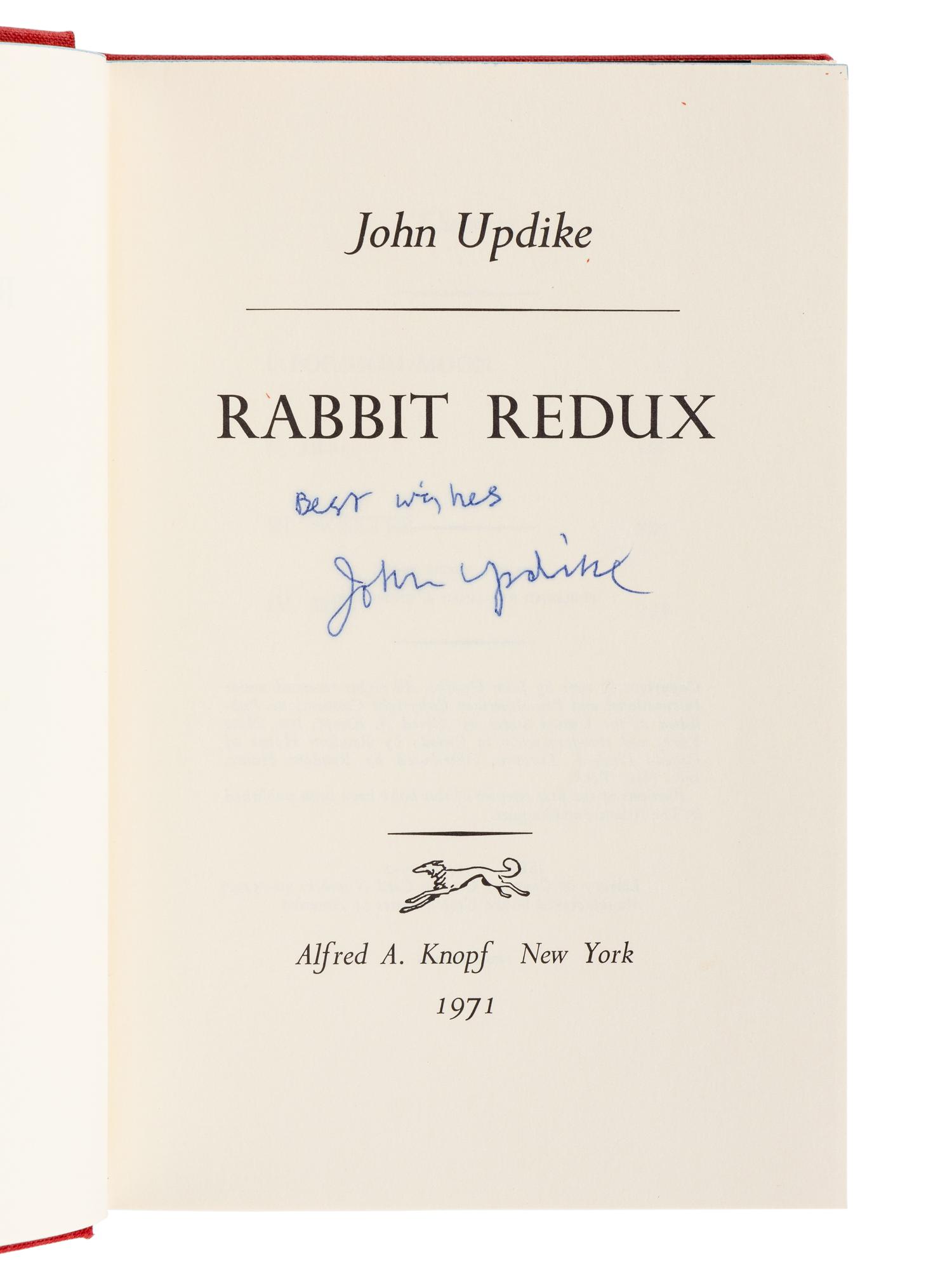 UPDIKE, John (1932-2009). A group of 4 FIRST EDITIONS of Updike’s Rabbit novels, most SIGNED, comprising: