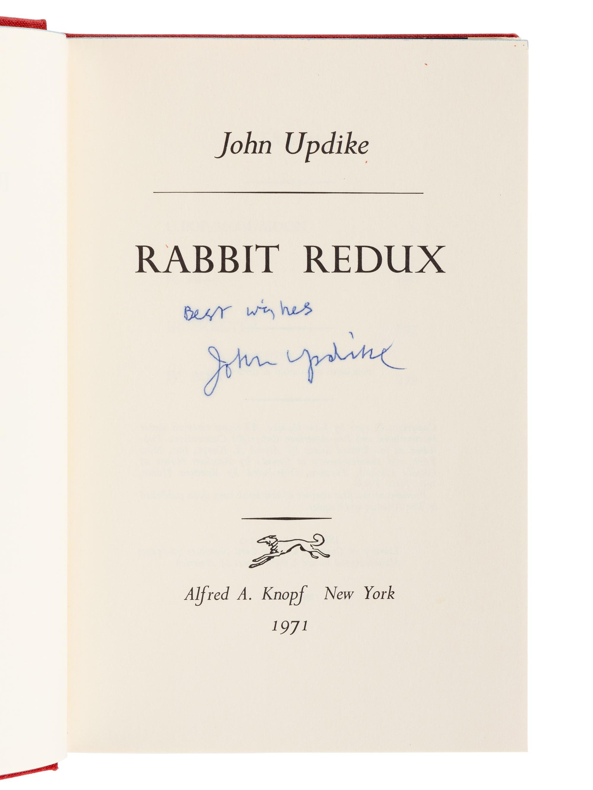 UPDIKE, John (1932-2009). A group of 4 FIRST EDITIONS of Updike’s Rabbit novels, most SIGNED, comprising: