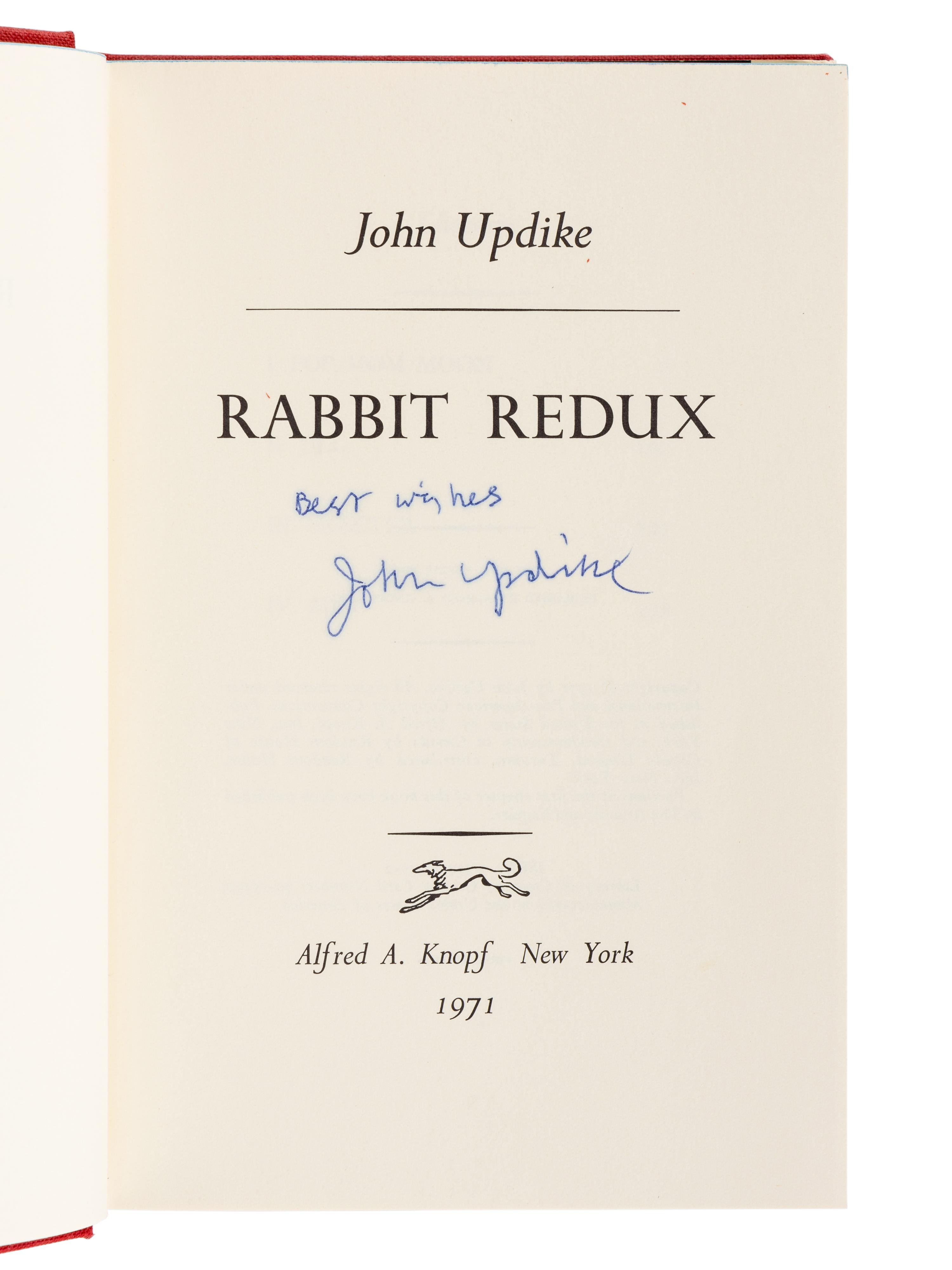 UPDIKE, John (1932-2009). A group of 4 FIRST EDITIONS of Updike’s Rabbit novels, most SIGNED, comprising: