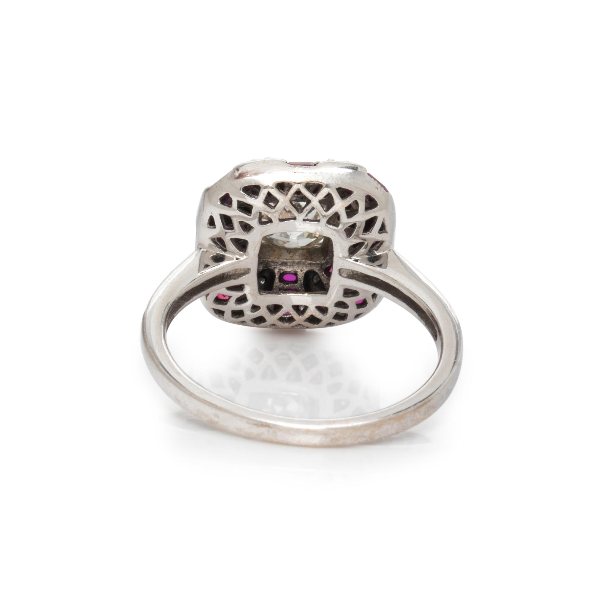 WHITE GOLD, DIAMOND, AND RUBY RING
