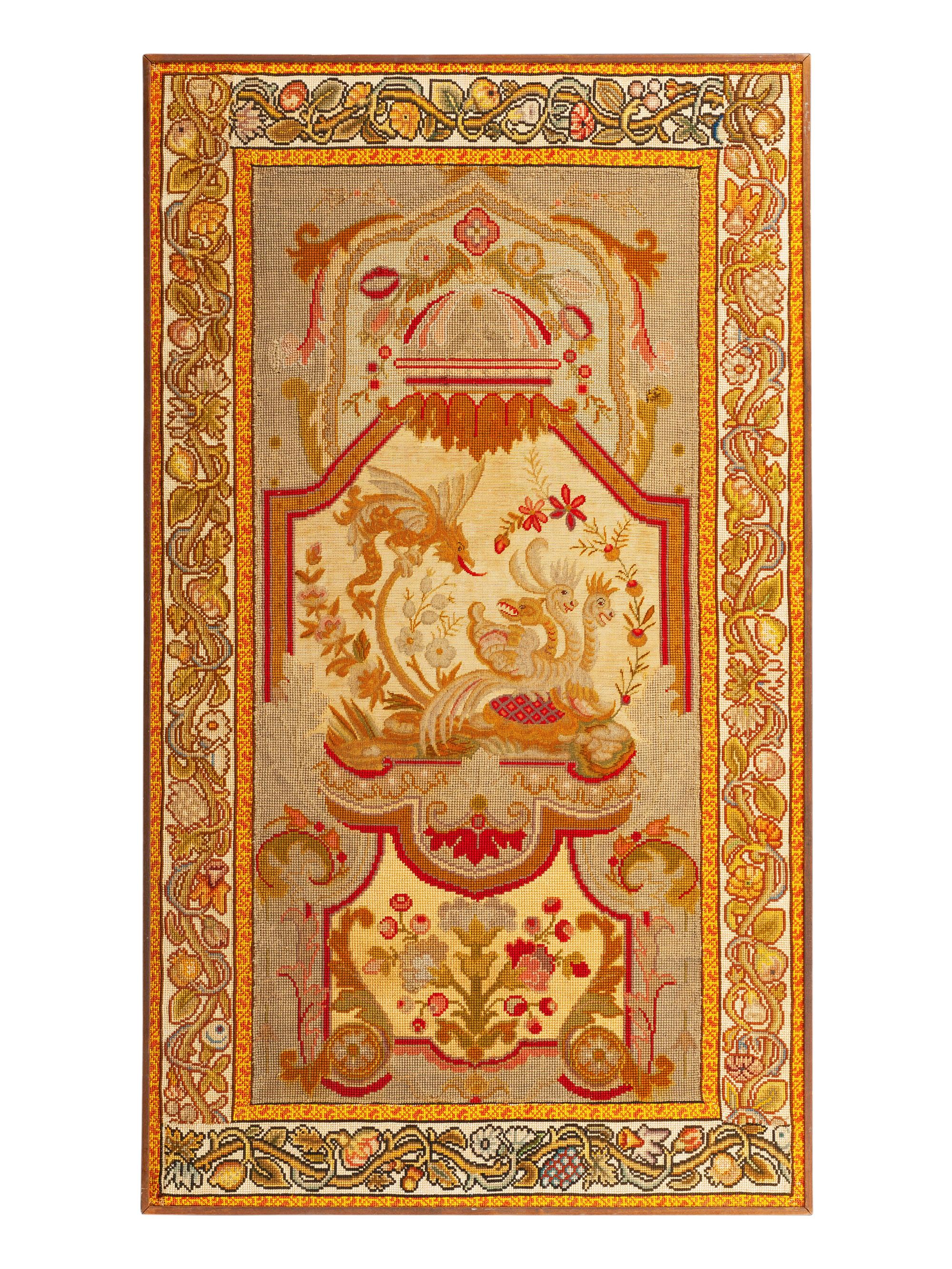 A Near Pair of Continental Needlepoint and Petit Point Panels