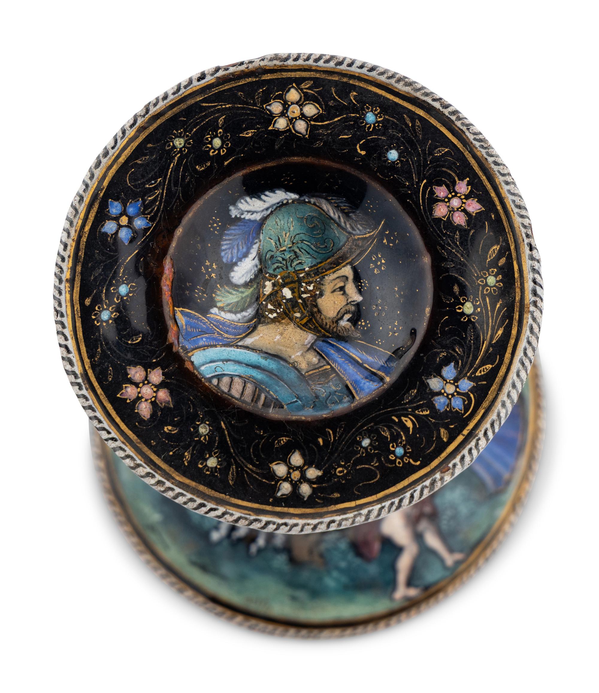 A Limoges Enameled Salt Cellar