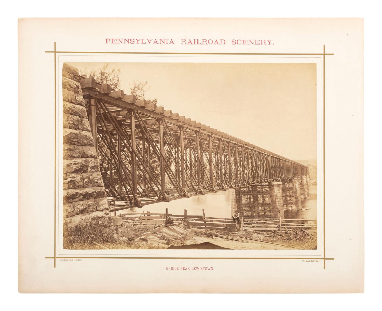 Pennsylvania -- Railroad PURVIANCE, William T., photographer. Bridge Near Lewistown. Philadelphia, PA: ca 1860s-1870s.
