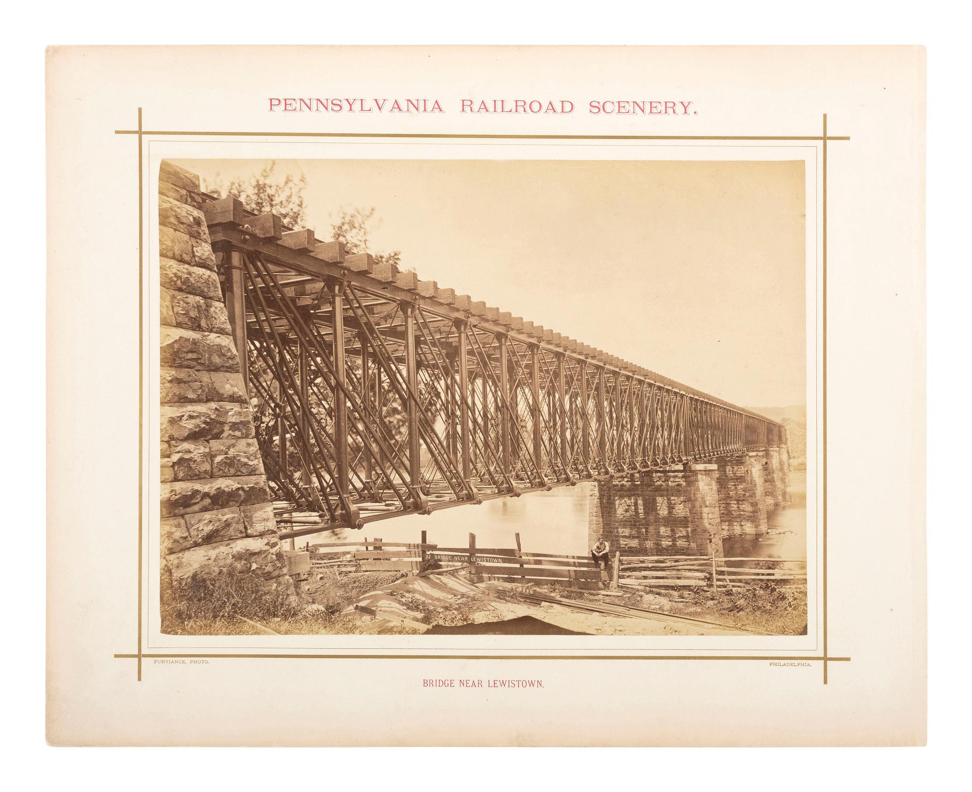 Pennsylvania -- Railroad PURVIANCE, William T., photographer. Bridge Near Lewistown. Philadelphia, PA: ca 1860s-1870s.