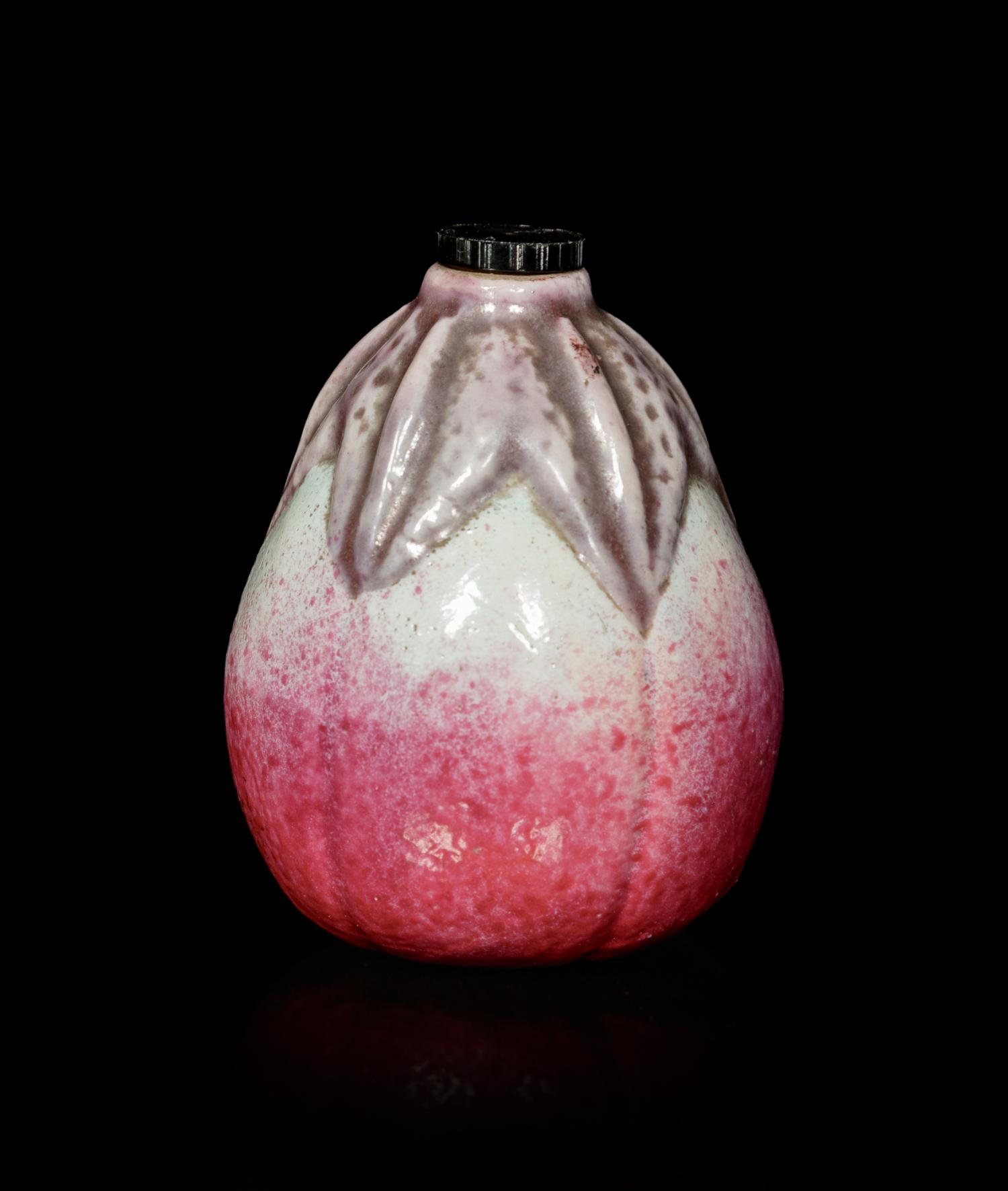 A Chinese Red Glazed Porcelain Egg Plant-Form Snuff Bottle