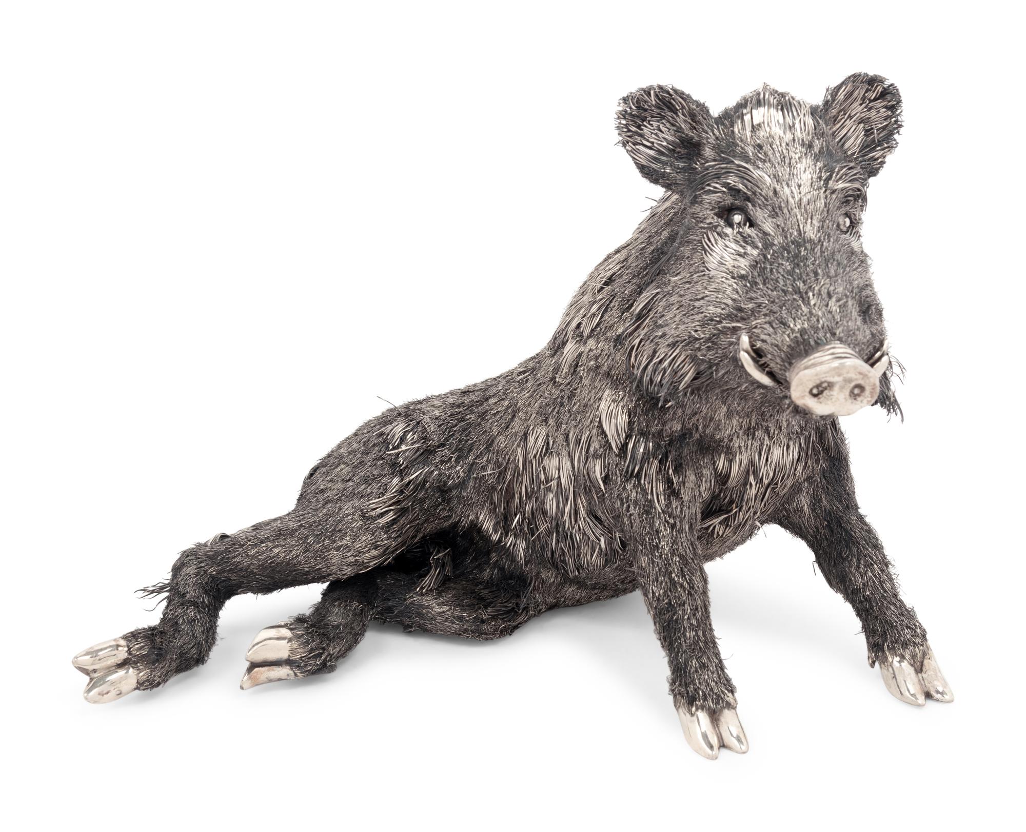 A Buccellati Silver Furry Boar Figure