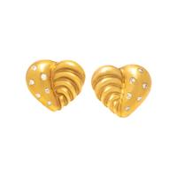 YELLOW GOLD AND DIAMOND HEART EARRINGS