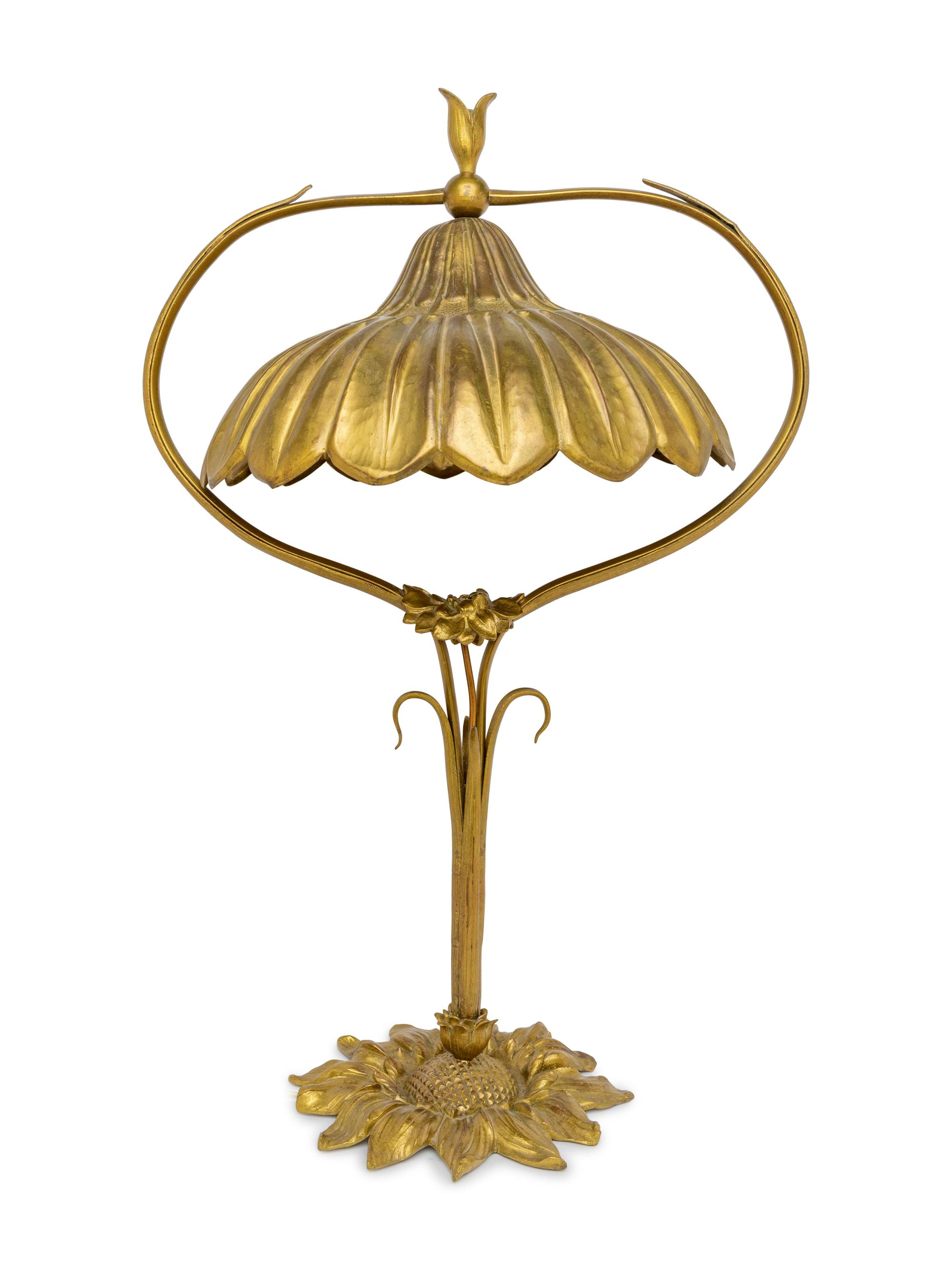 An Art Nouveau Brass Table Lamp