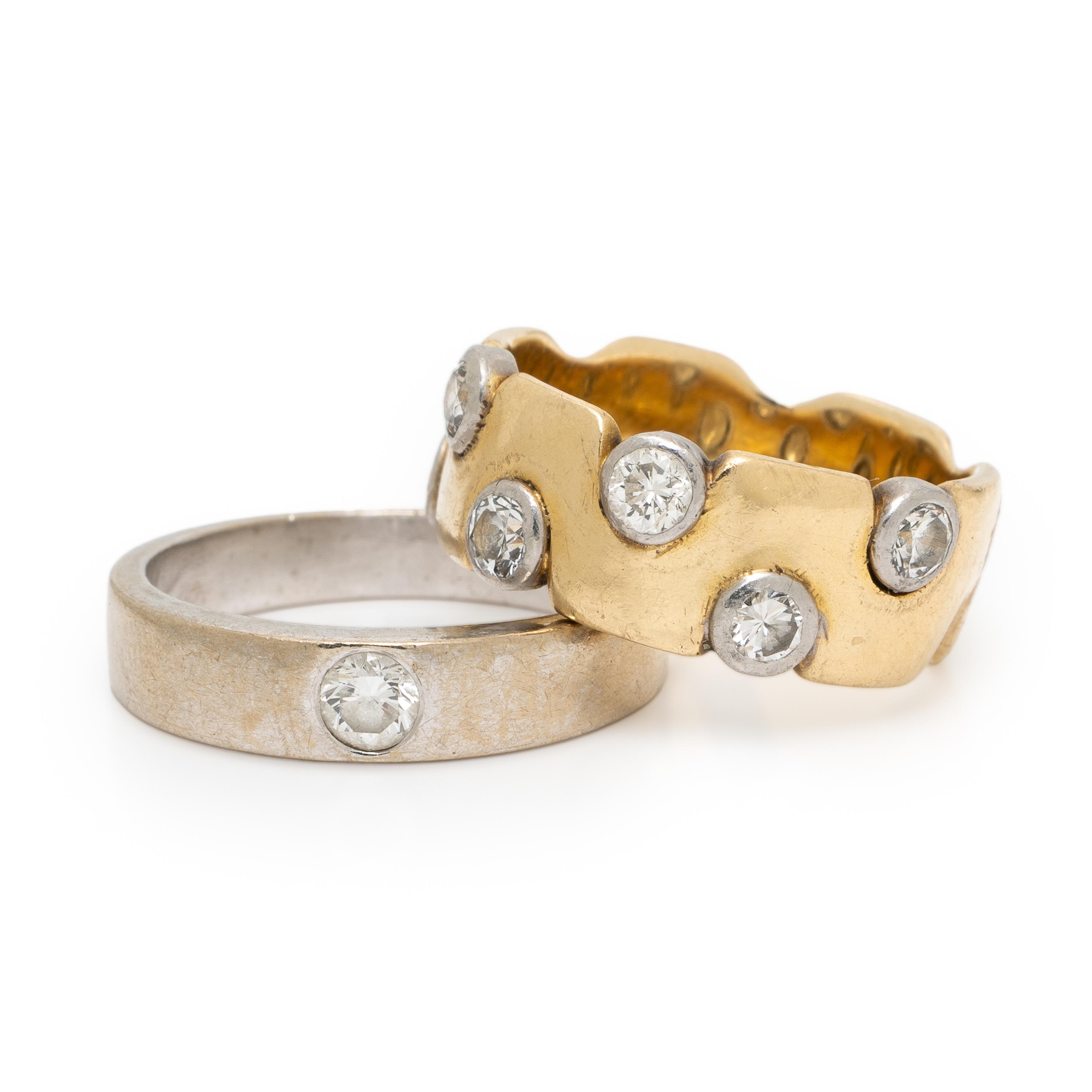 Two Diamond and Gold Band Rings