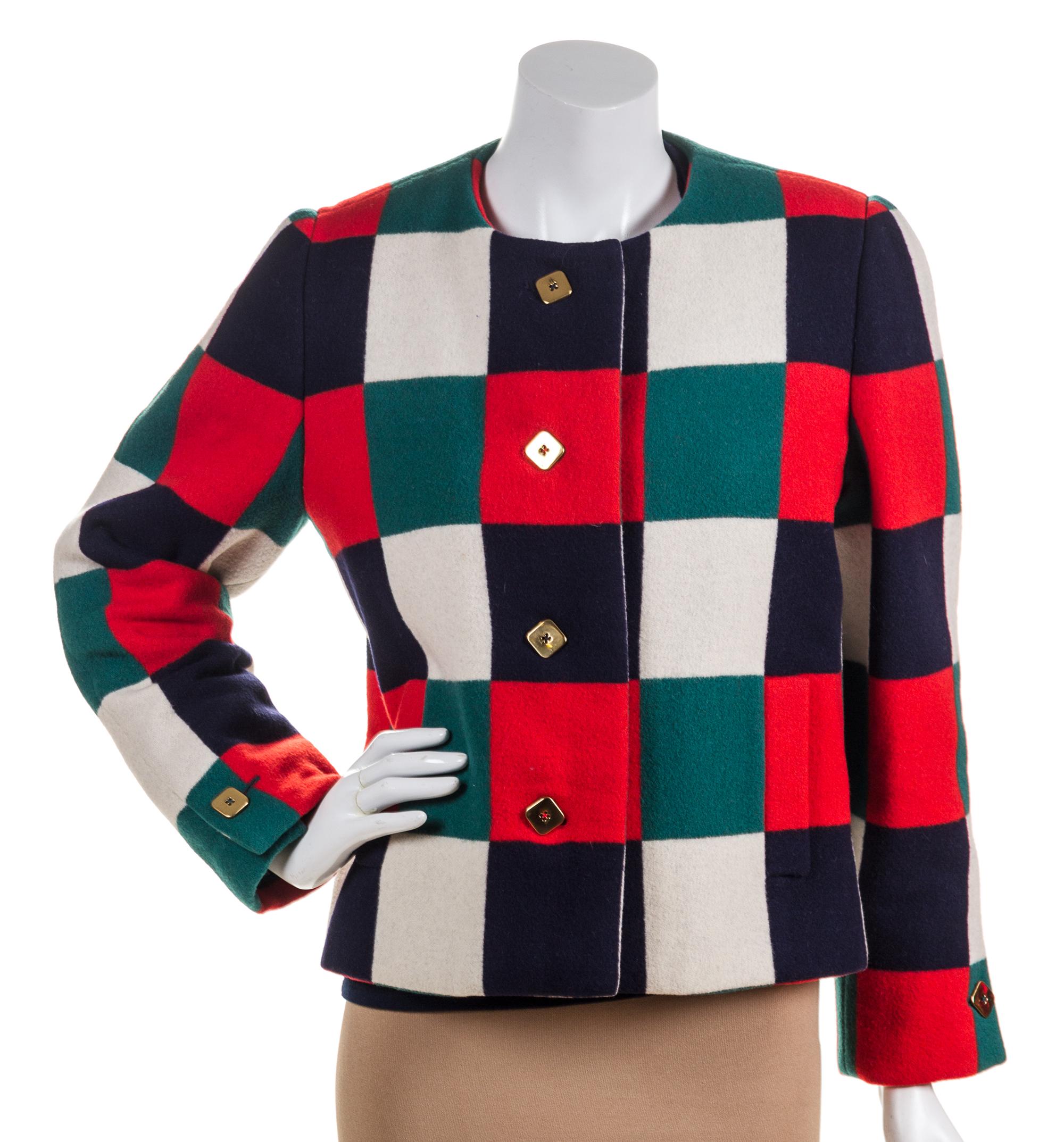 A Bill Blass Colorblock Wool Jacket, Size 10.