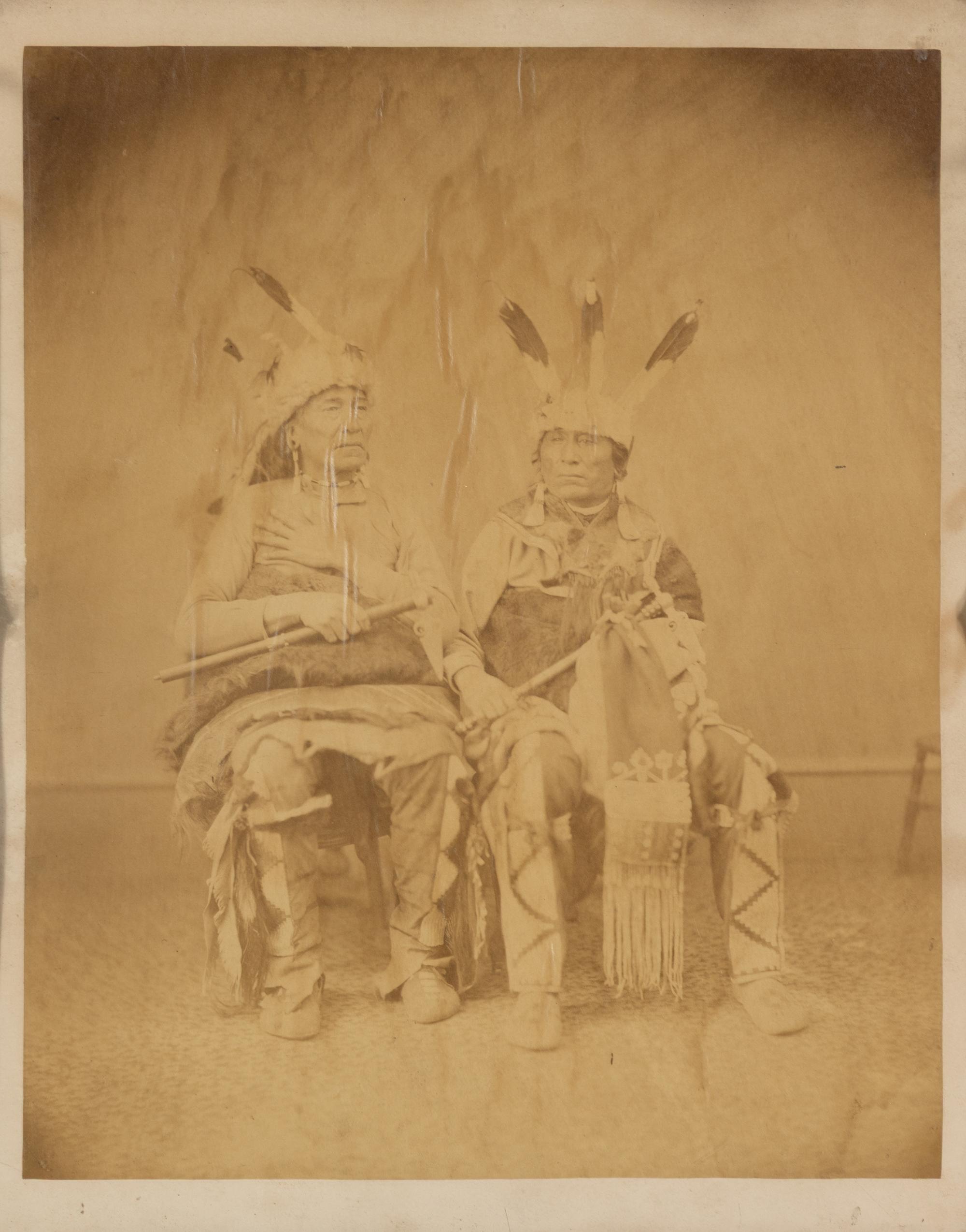 Alexander Gardner (Scottish-American, 1821-1882) — Imperial Photograph of Bird and Long Foot Representing the Yankton Delegation, Washington, DC 1867